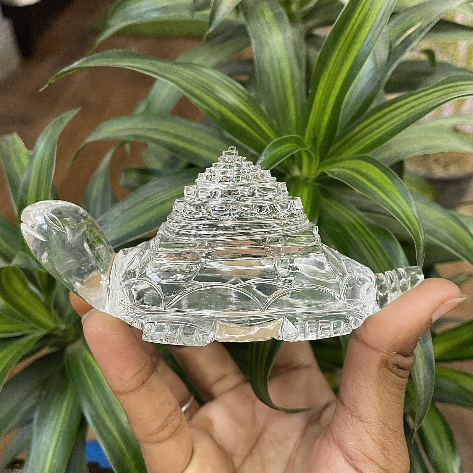 Crystal Tortoise Shree Yantra, 1.90" Carved Shree Yantra with Lab Certificate - Image 8