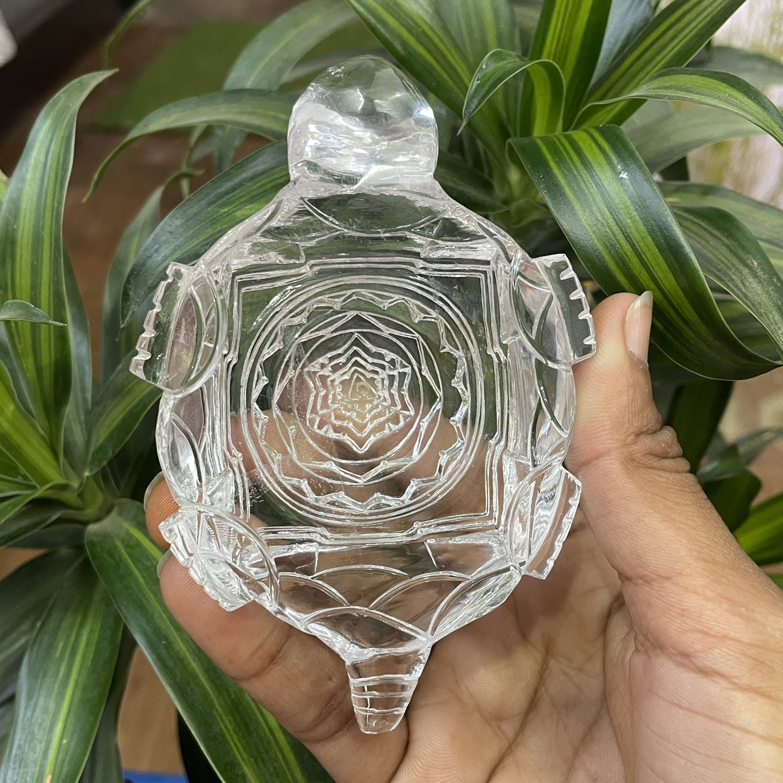 Crystal Tortoise Shree Yantra, 1.90" Carved Shree Yantra with Lab Certificate - Image 4