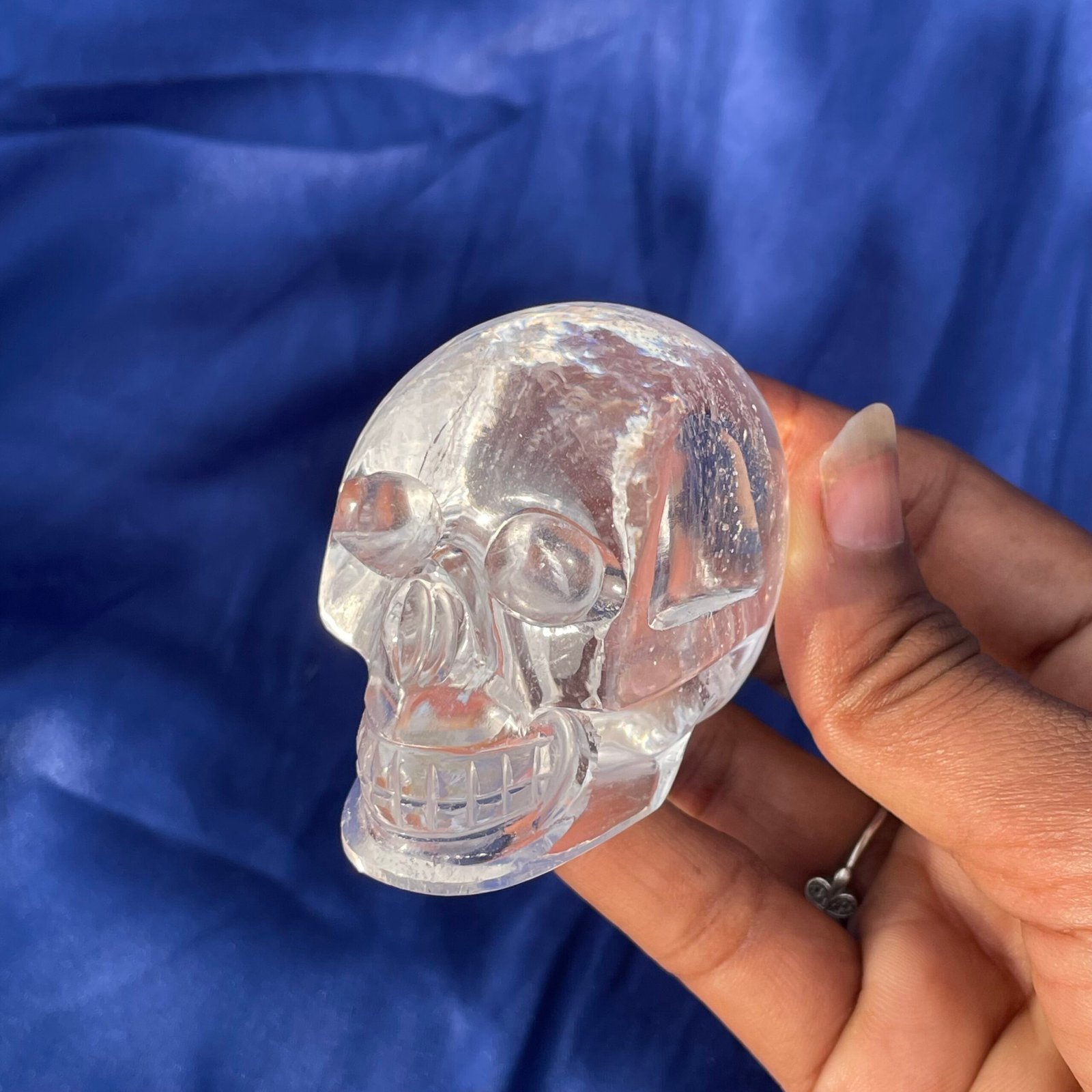 White Sphatik Skull, 2" Hand Carved Crystal Skull - Image 5