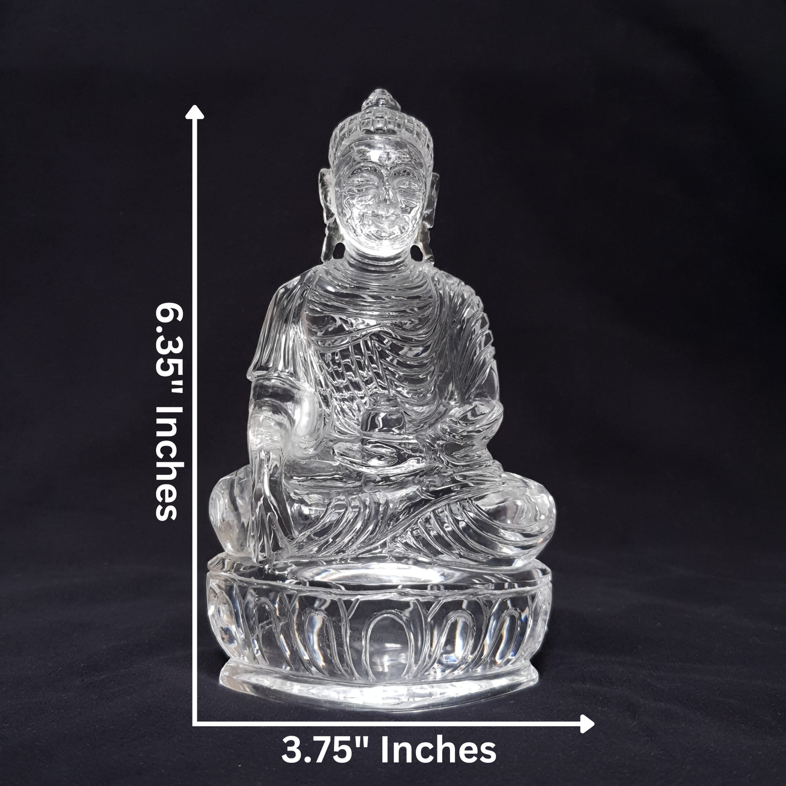 Rock Crystal Sphatik Buddha Idol, 6.35" Lord Buddha - Image 7