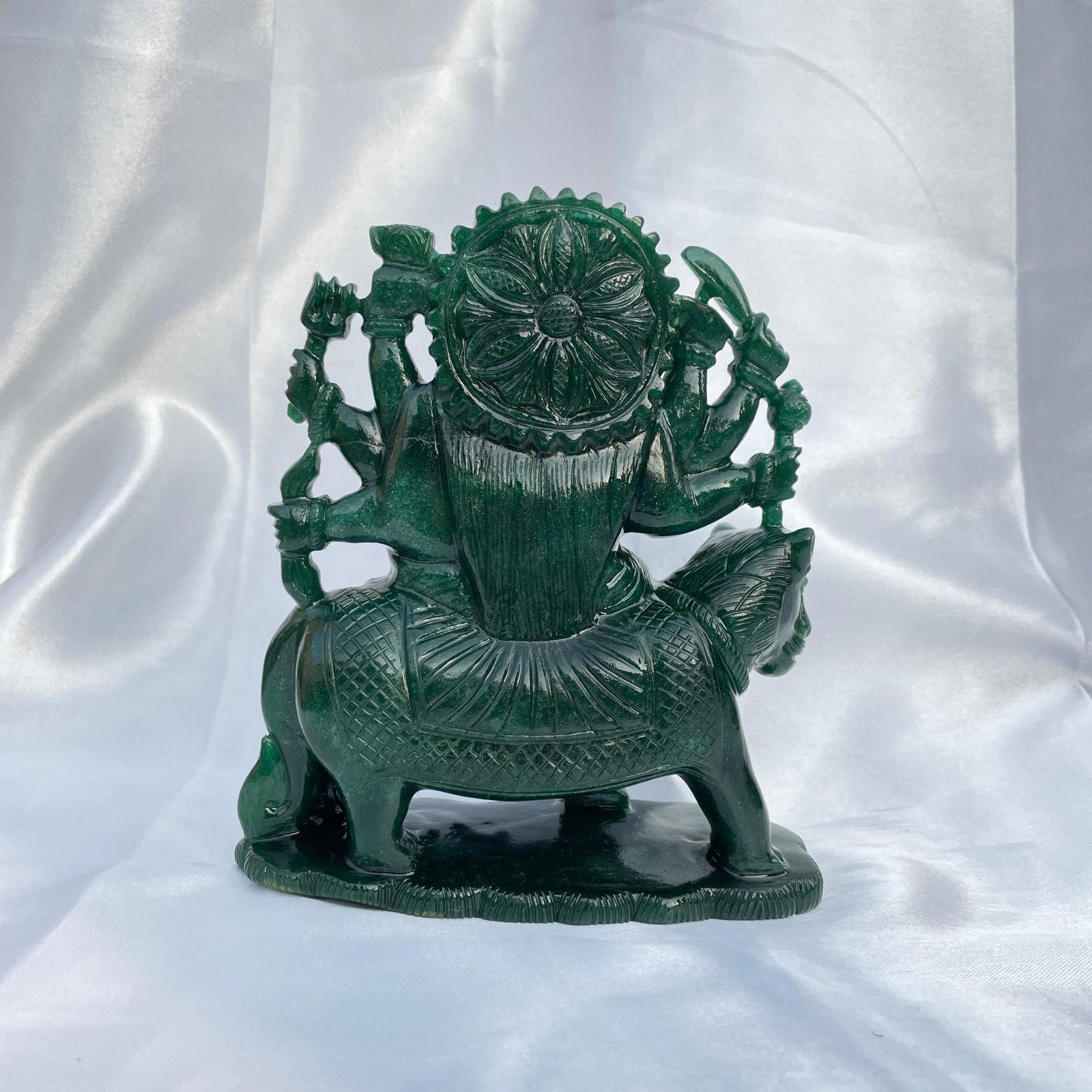 Green Aventurine Durga Idol, Maa Durga Murti Symbol of Divine Power, Protection, and Victory Over Evil - Image 5