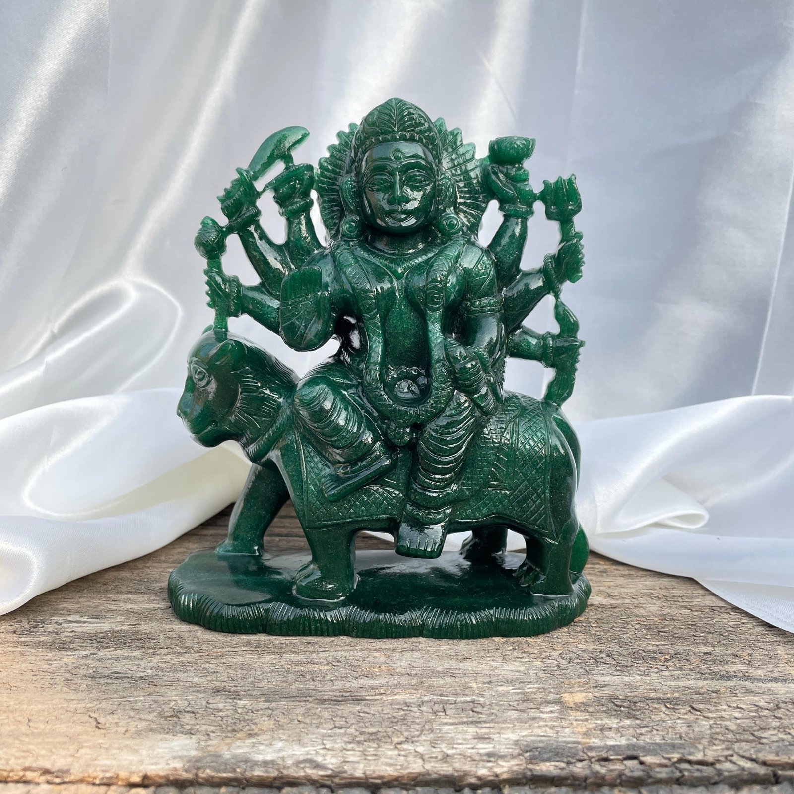 Green Aventurine Durga Idol, Maa Durga Murti Symbol of Divine Power, Protection, and Victory Over Evil - Image 7