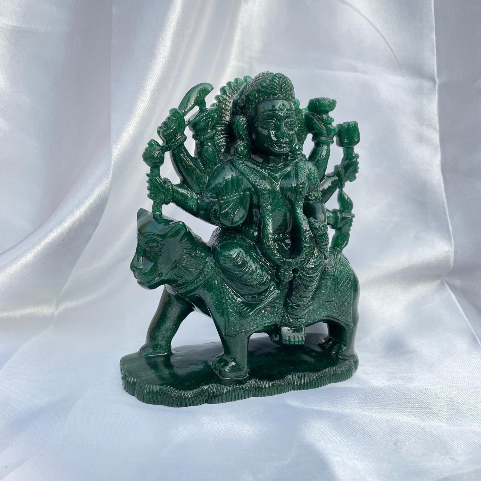 Green Aventurine Durga Idol, Maa Durga Murti Symbol of Divine Power, Protection, and Victory Over Evil - Image 4