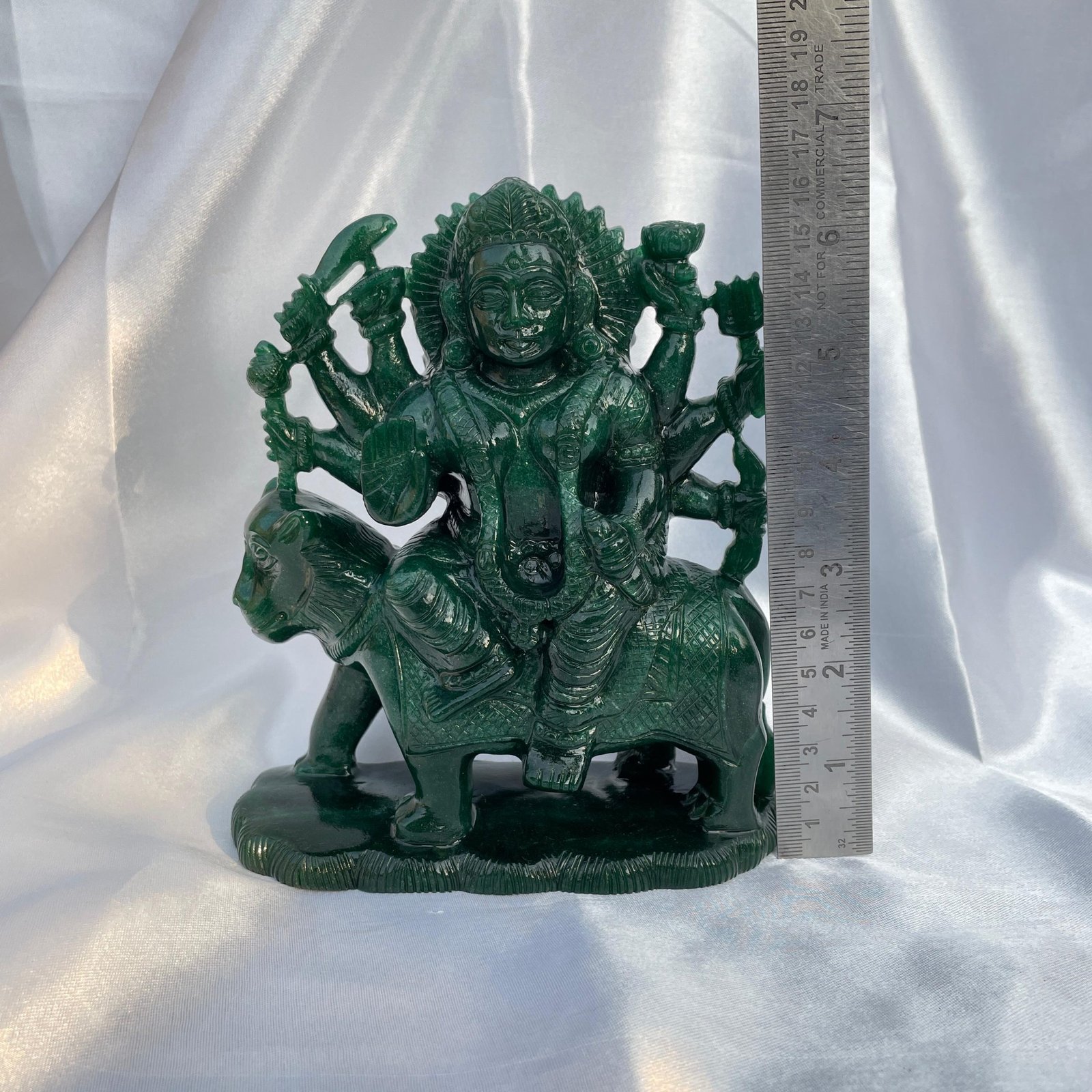 Green Aventurine Durga Idol, Maa Durga Murti Symbol of Divine Power, Protection, and Victory Over Evil - Image 6