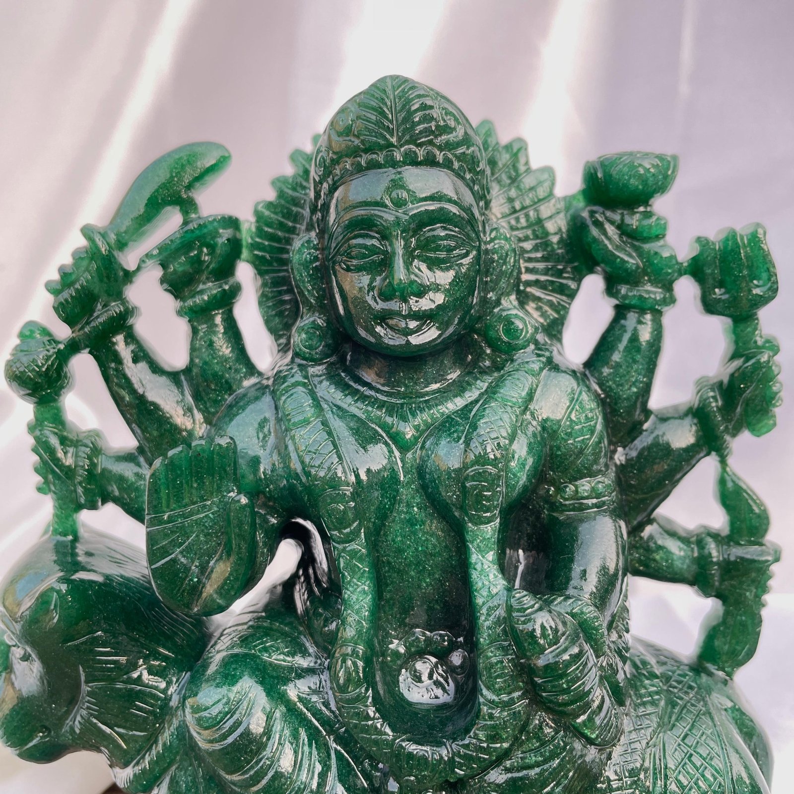 Green Aventurine Durga Idol, Maa Durga Murti Symbol of Divine Power, Protection, and Victory Over Evil - Image 8