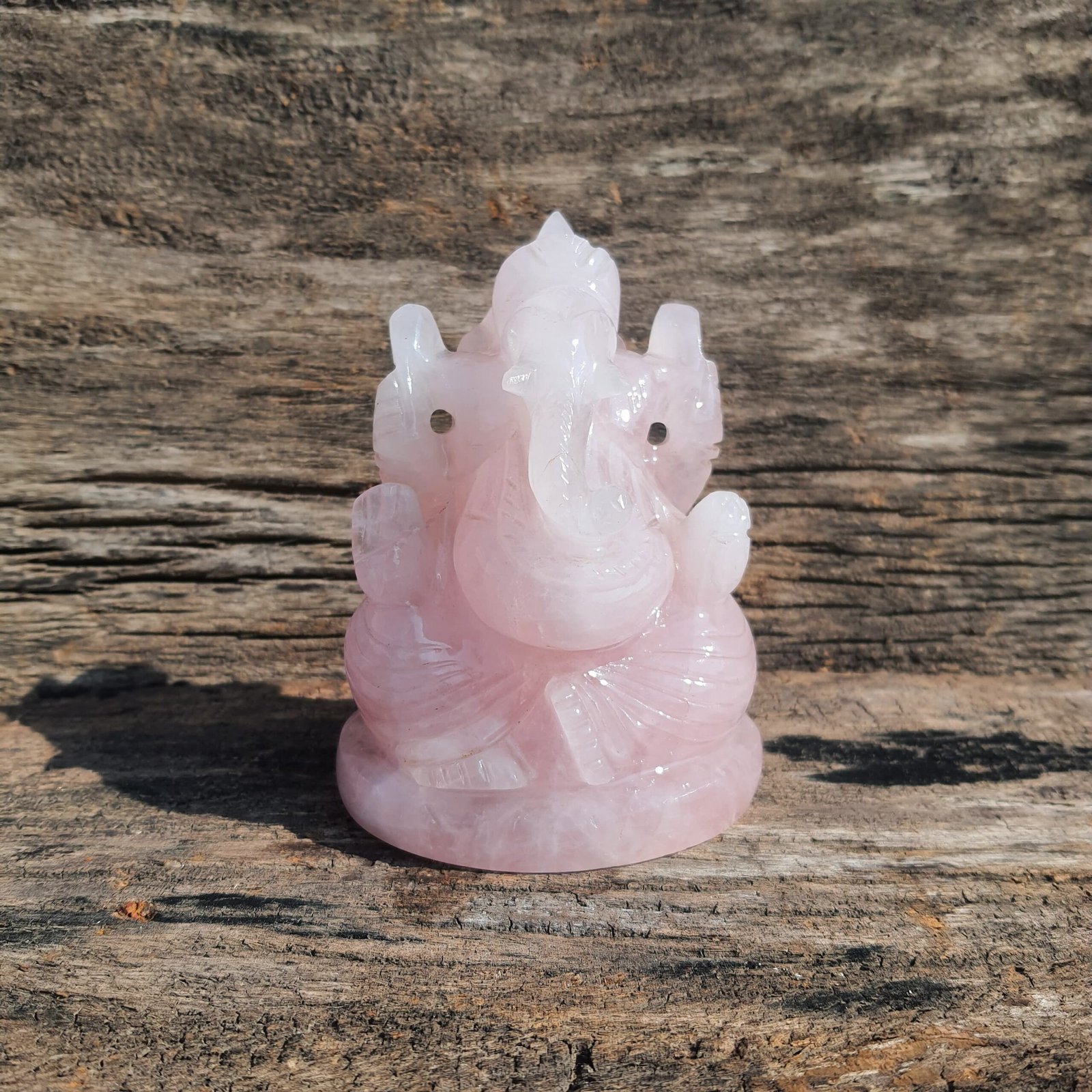 Rose quartz Ganesha, 4.75" Gemstone god statue