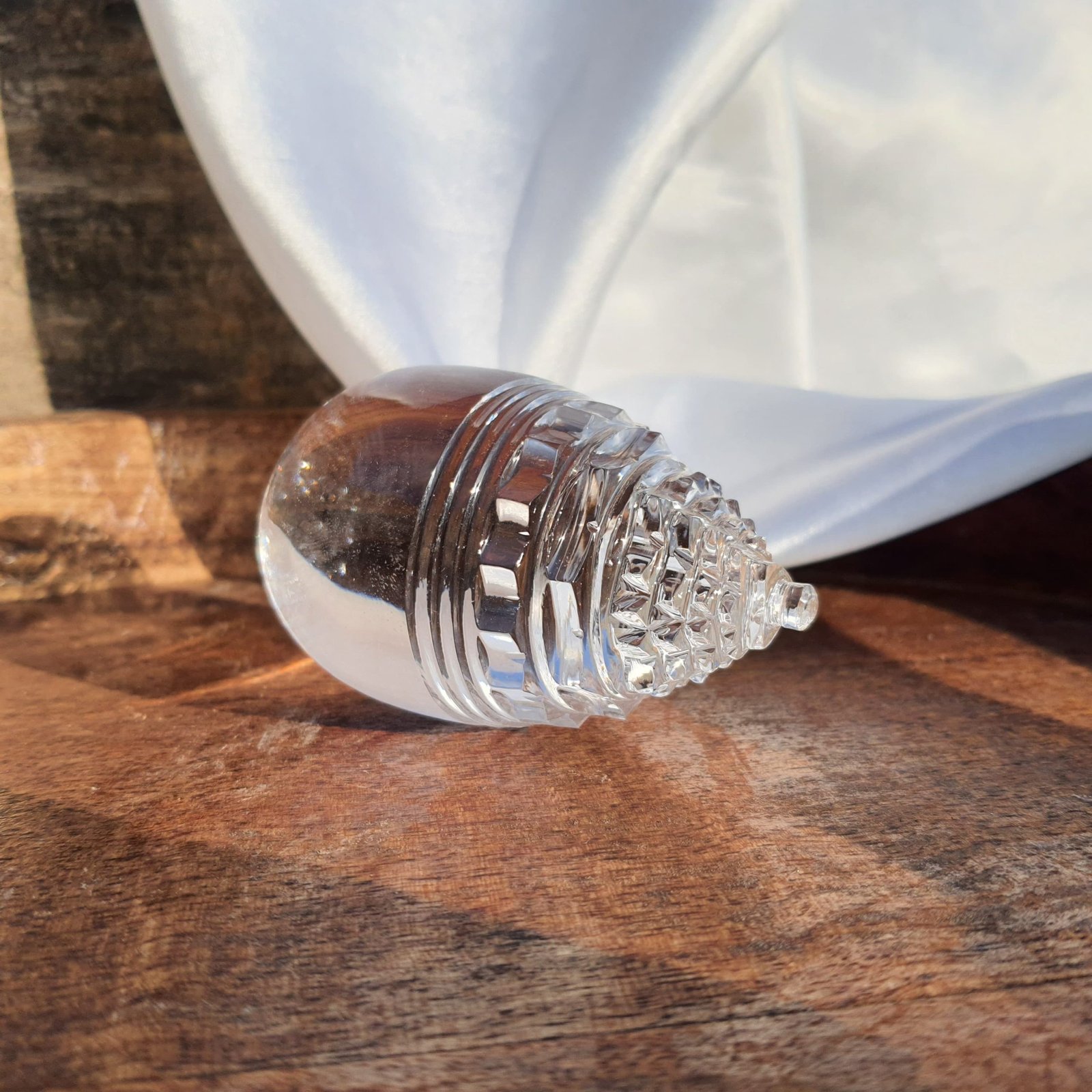 Crystal Lingam Shri Yantra, 3.35" Sphatik Lingam