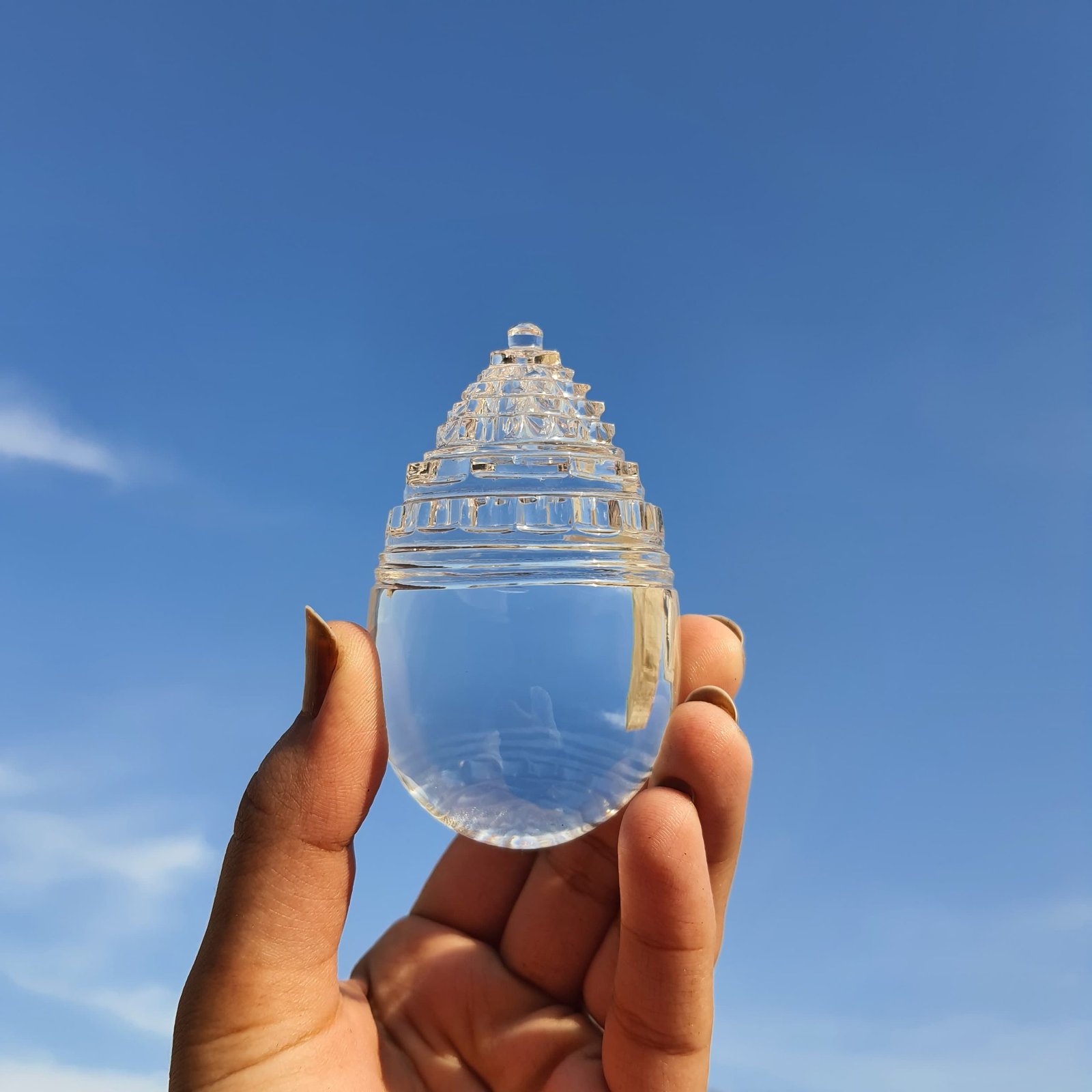Crystal Lingam Shri Yantra, 3.35" Sphatik Lingam - Image 2