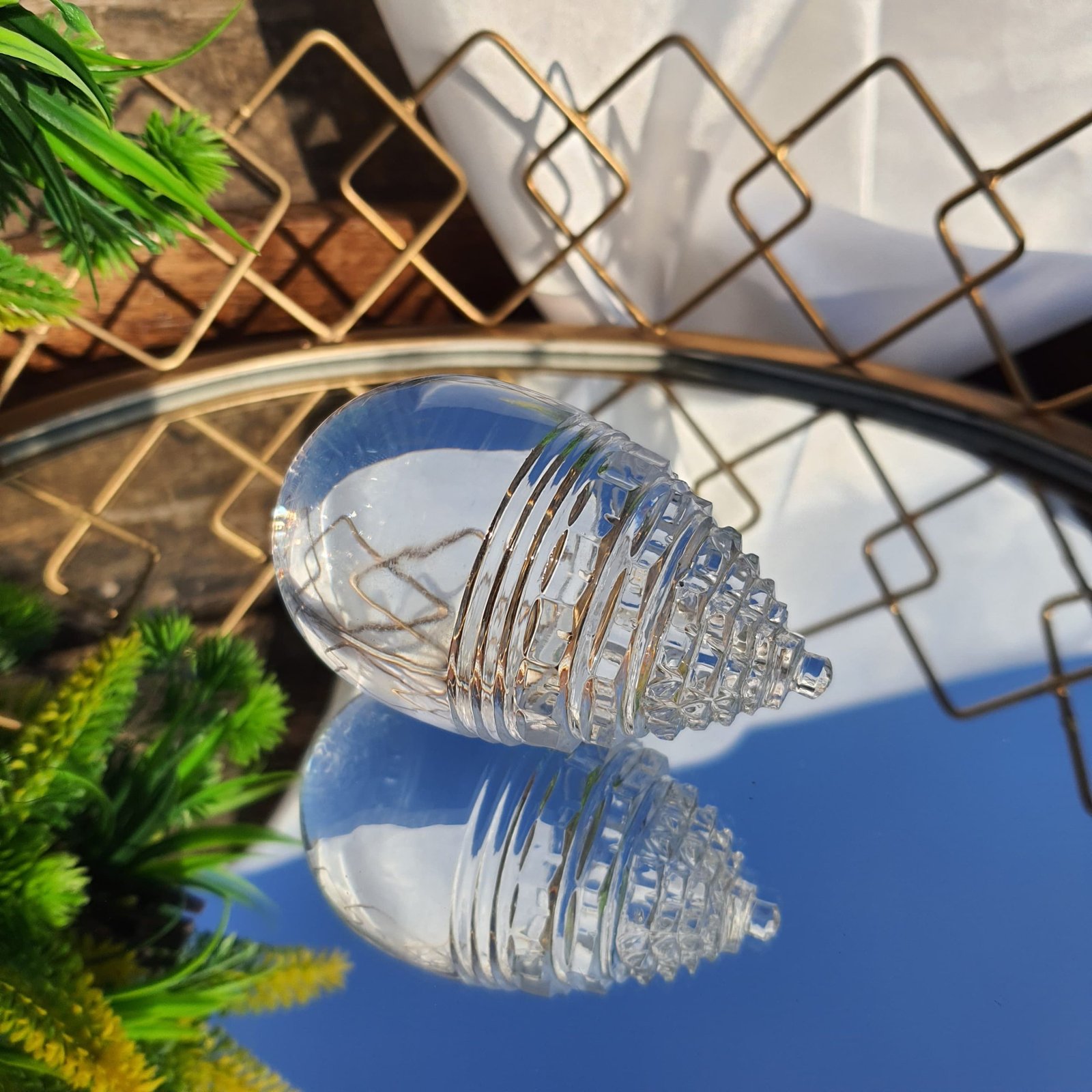 Crystal Lingam Shri Yantra, 3.35" Sphatik Lingam - Image 3