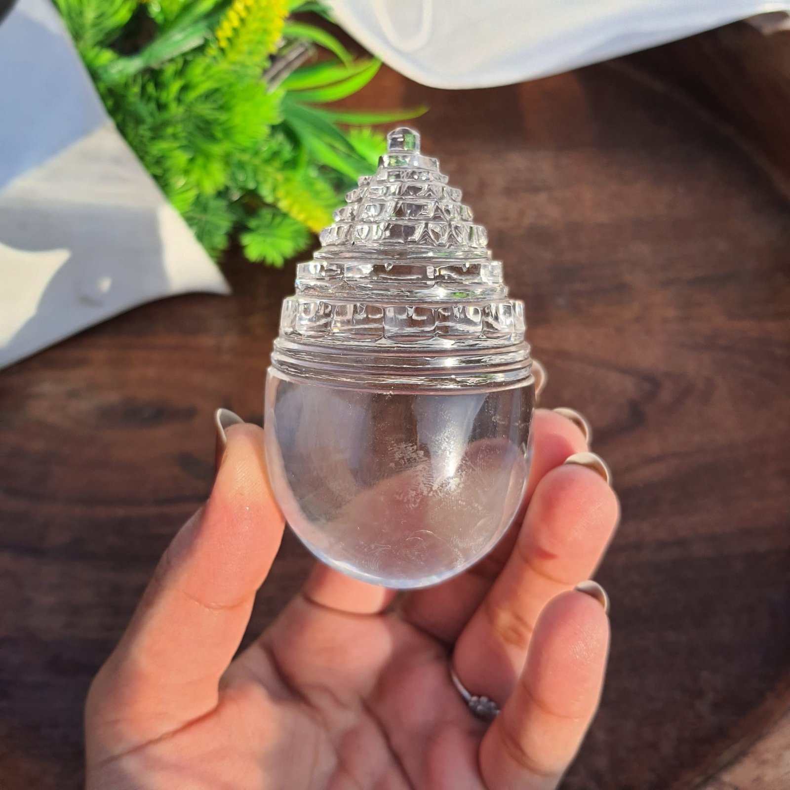 Crystal Lingam Shri Yantra, 3.35" Sphatik Lingam - Image 5