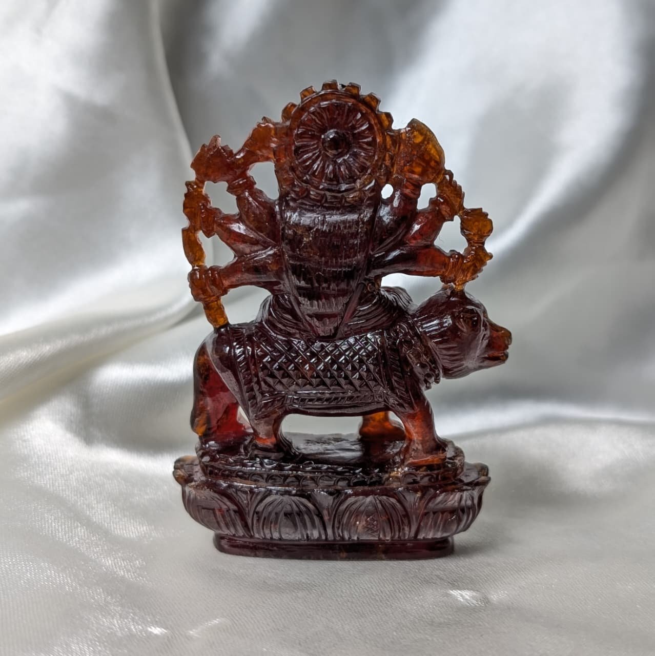 Brown Garnet Durga Idol, Gemstone Gomed Durga ji Murti - Image 5