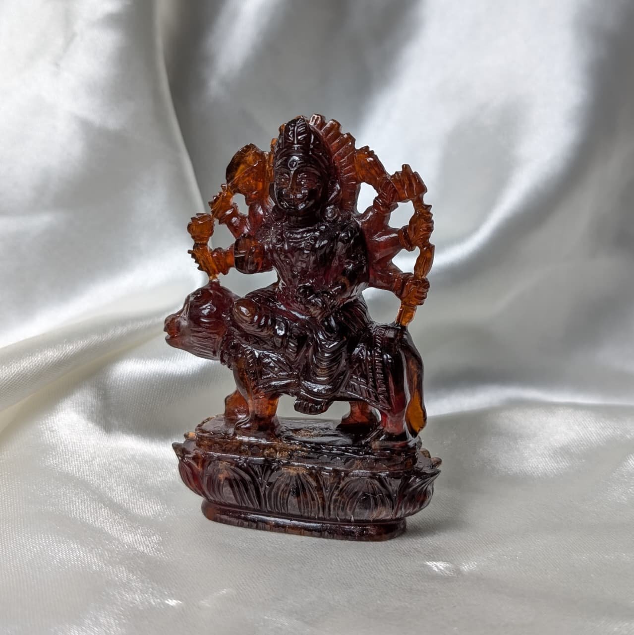 Brown Garnet Durga Idol, Gemstone Gomed Durga ji Murti - Image 8