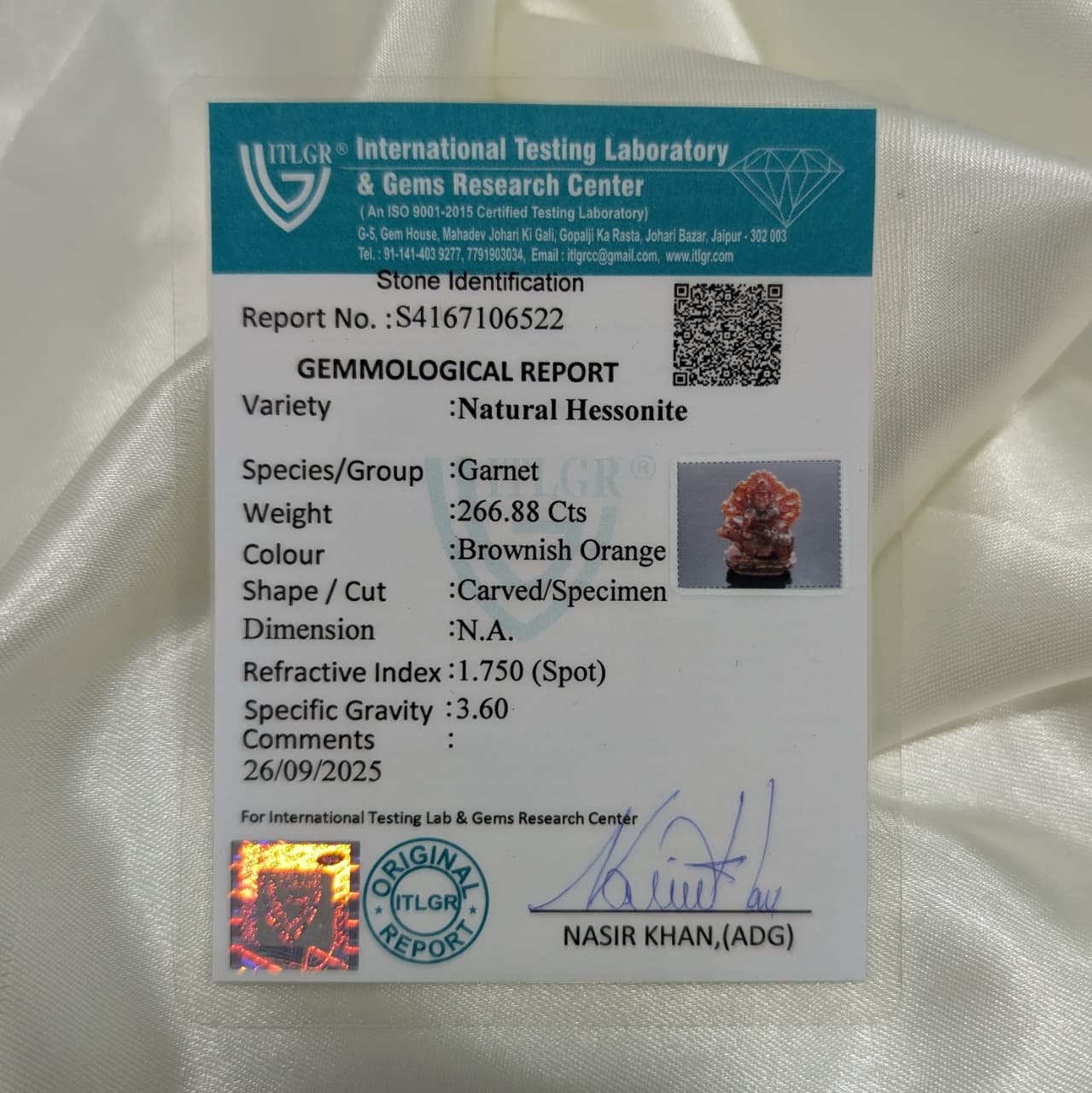 Brown Garnet Durga Idol, Gemstone Gomed Durga ji Murti - Image 3