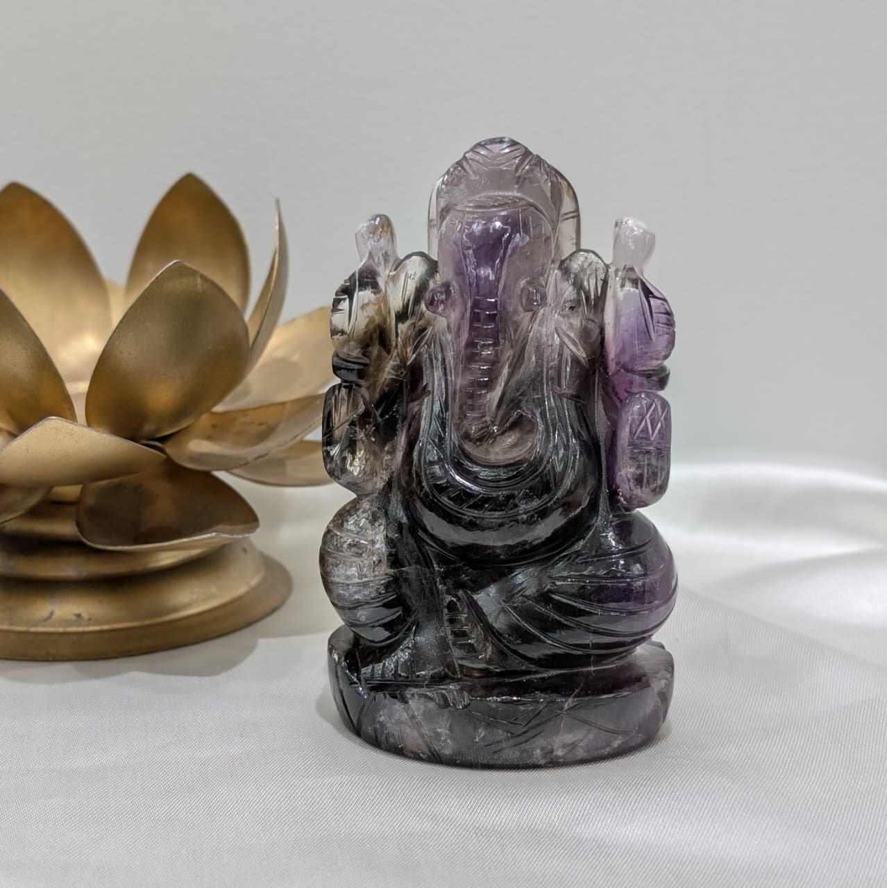 Amethyst Ganesha Idol, original Gemstone god statue for prayer & gifts - Image 2