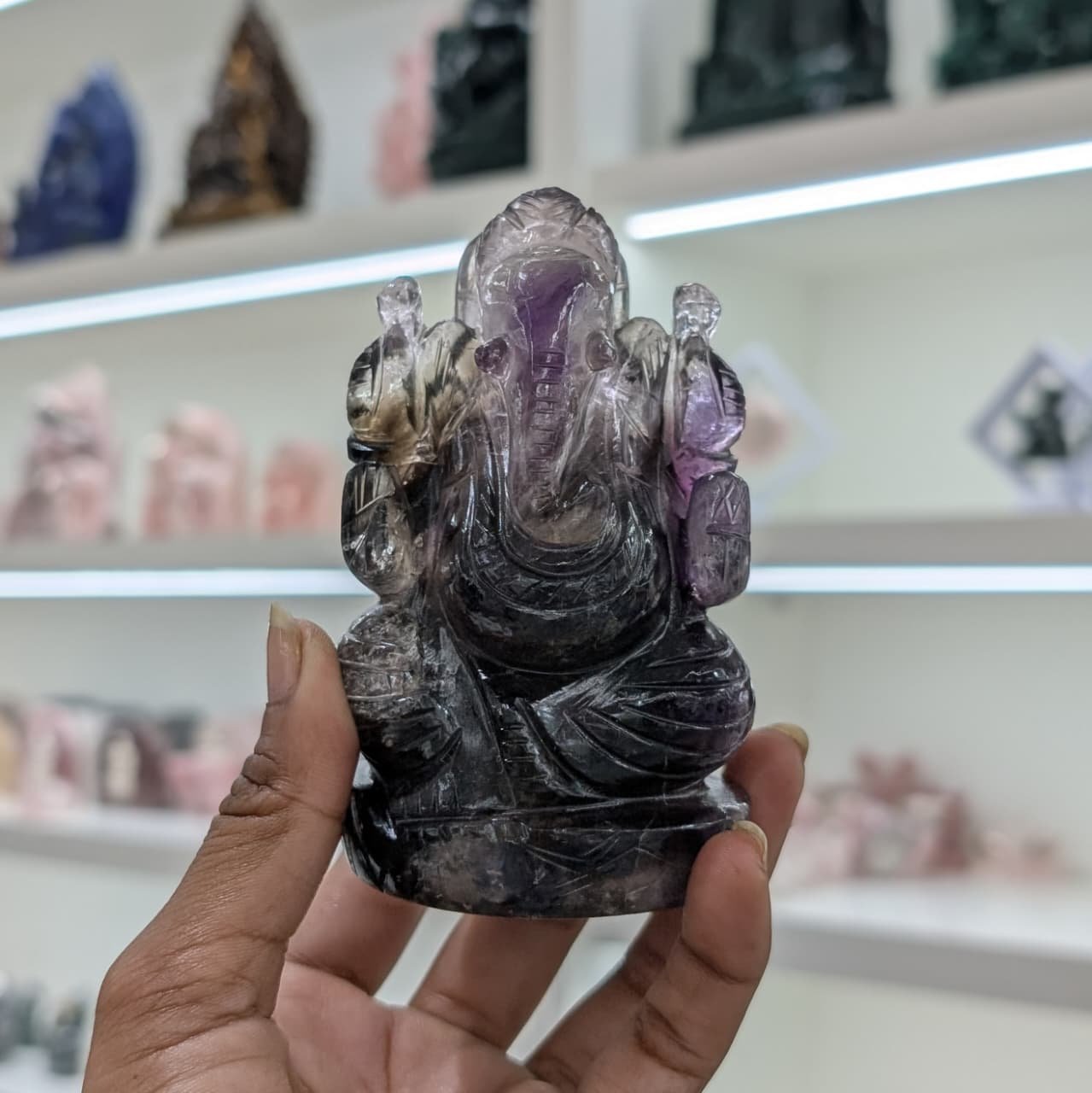 Amethyst Ganesha Idol, original Gemstone god statue for prayer & gifts - Image 3