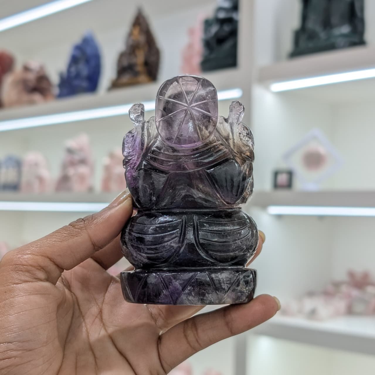 Amethyst Ganesha Idol, original Gemstone god statue for prayer & gifts - Image 4