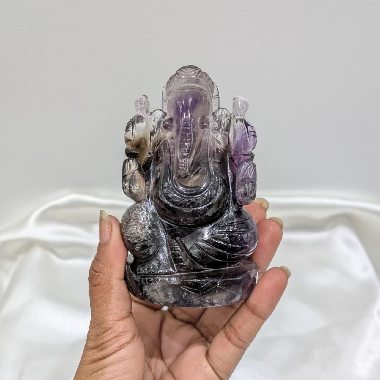 Amethyst Ganesha Idol, original Gemstone god statue for prayer & gifts - Image 5