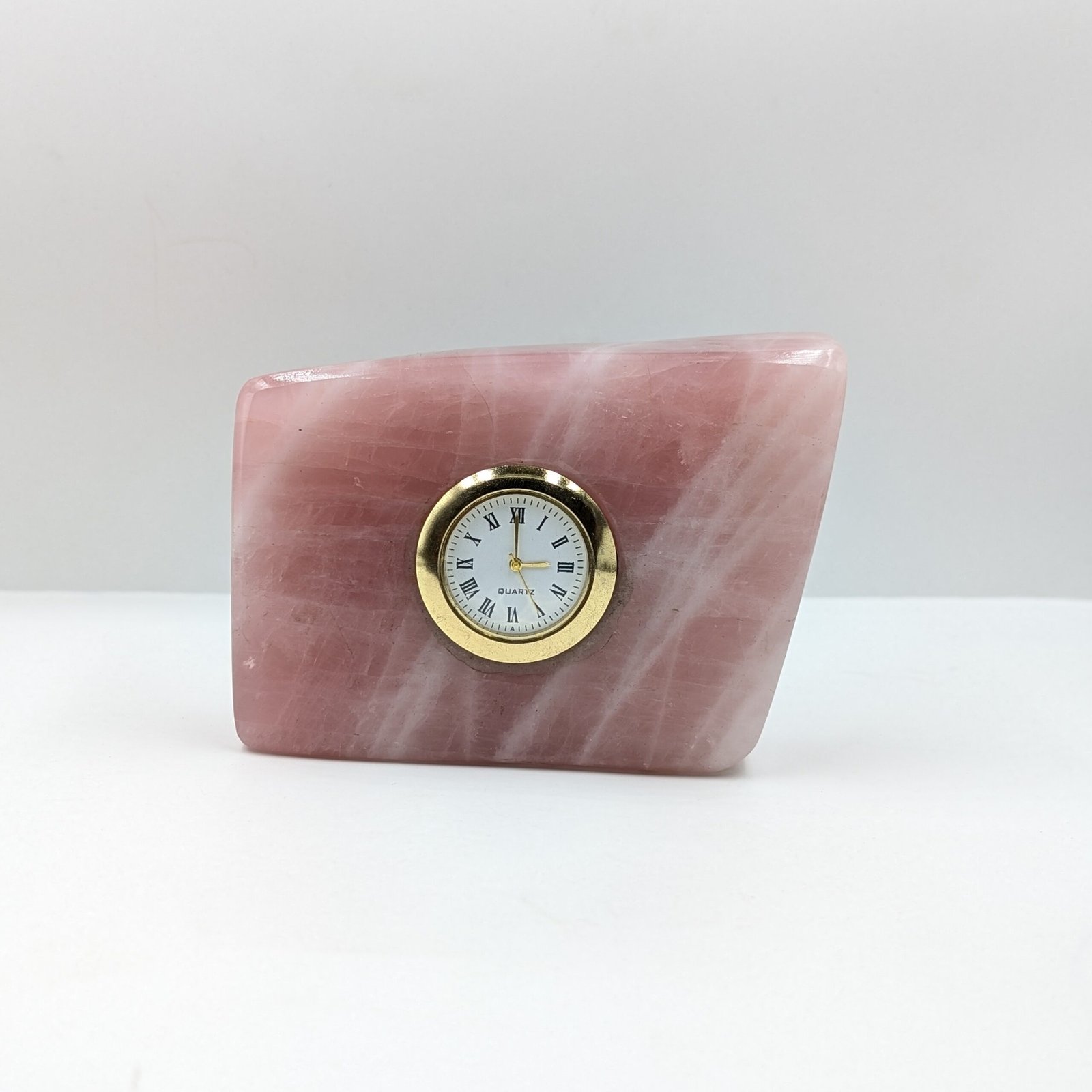 Rose Quartz Desk Clock, Elegant Pink Crystal Home Décor - Image 4