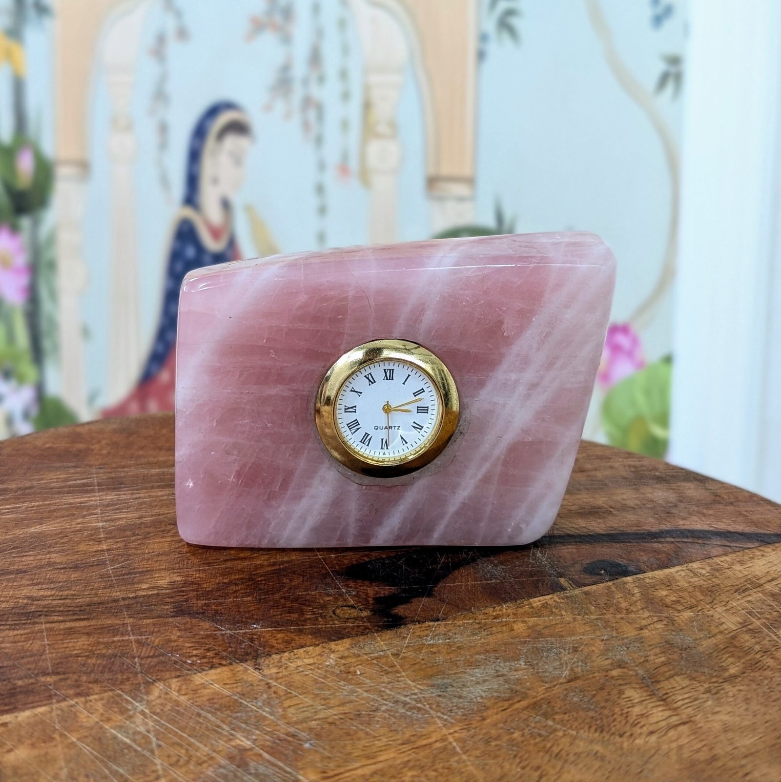 Rose Quartz Desk Clock, Elegant Pink Crystal Home Décor - Image 7