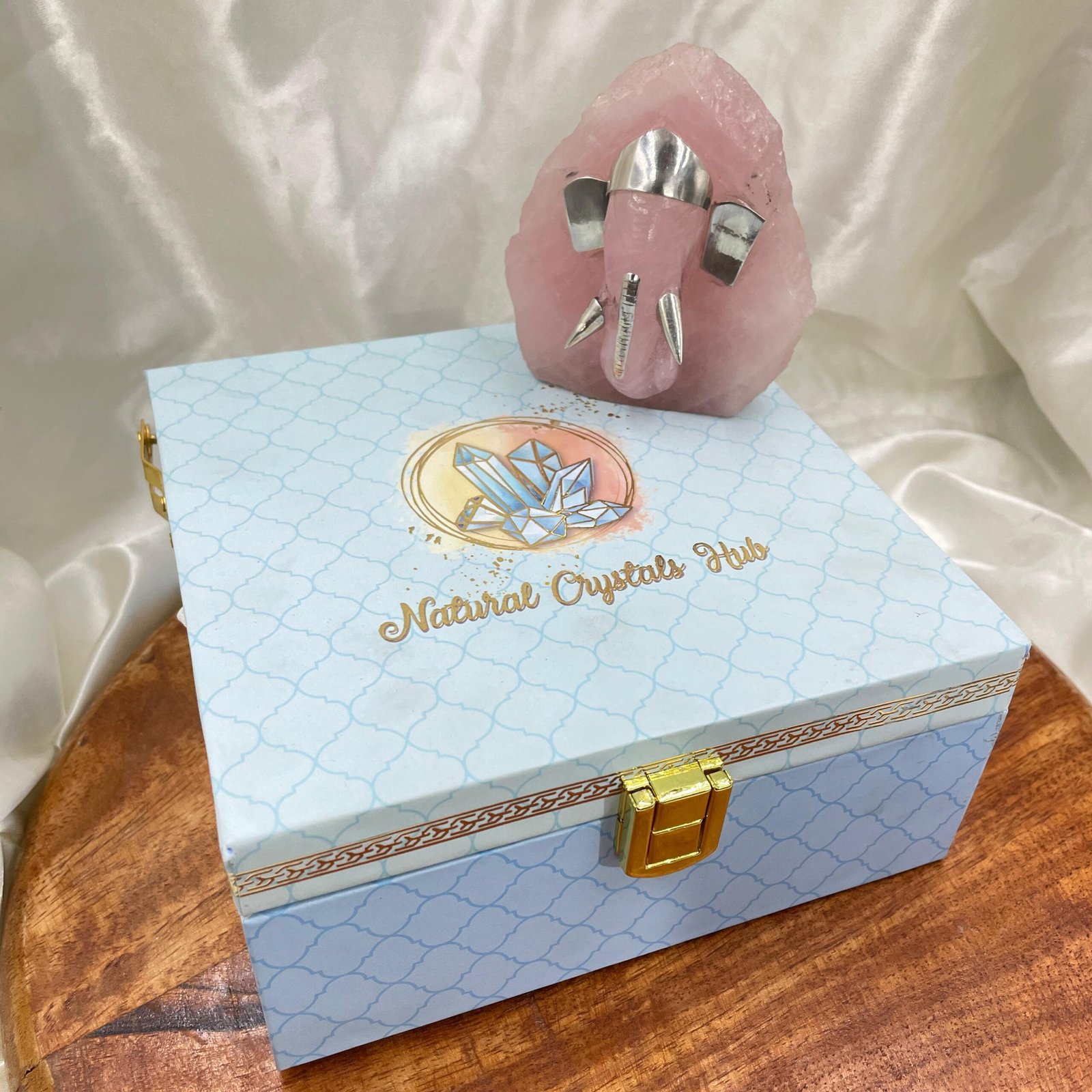 Rose Quartz Ganesha Statue - Sterling Silver Accent, Home Décor Gift - Image 7