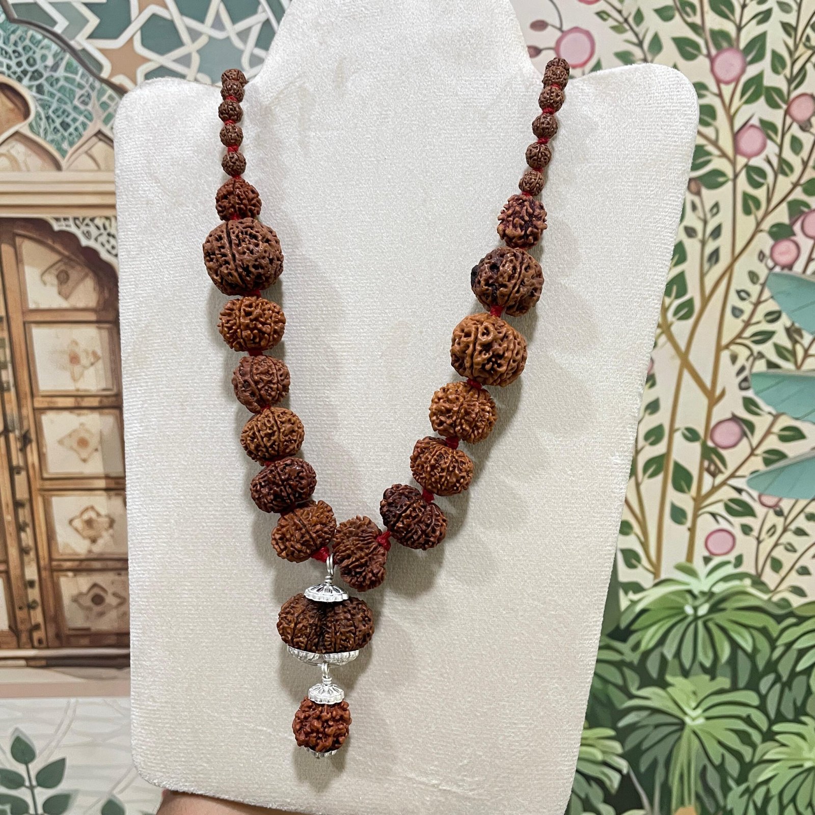 Siddha Rudraksha Mala, Nepali 1-14 Mukhi Necklace with Ganesha & Gauri Shankar