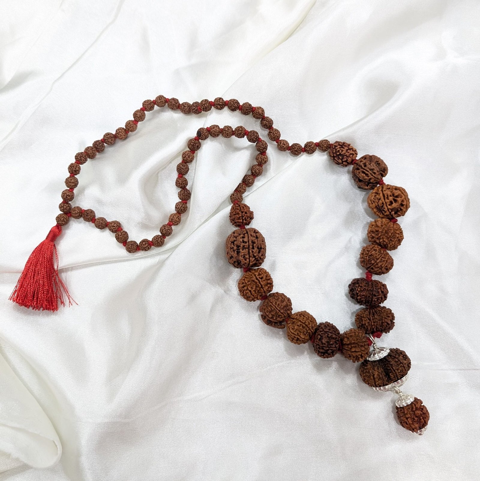 Siddha Rudraksha Mala, Nepali 1-14 Mukhi Necklace with Ganesha & Gauri Shankar - Image 3