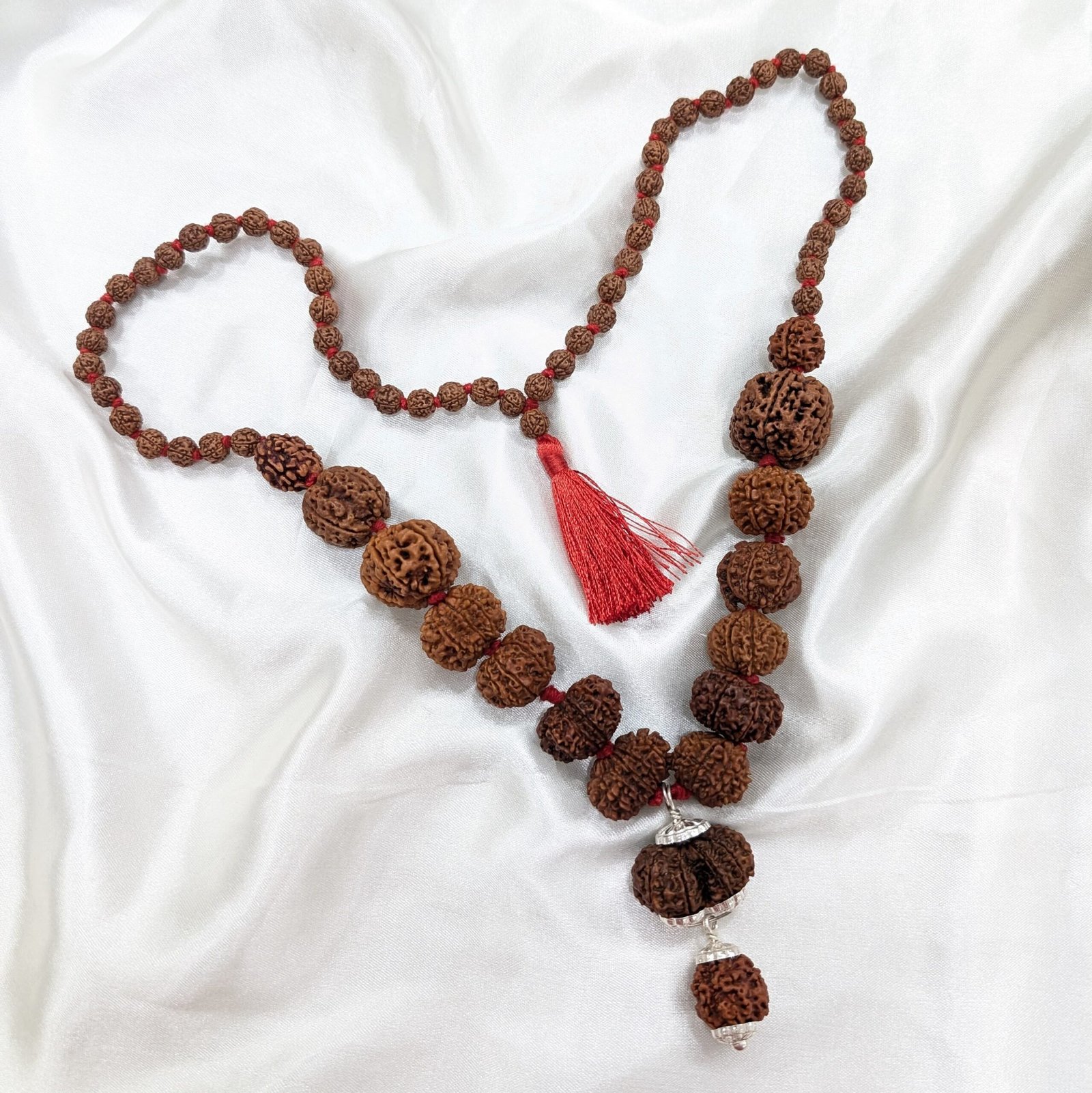 Siddha Rudraksha Mala, Nepali 1-14 Mukhi Necklace with Ganesha & Gauri Shankar - Image 4