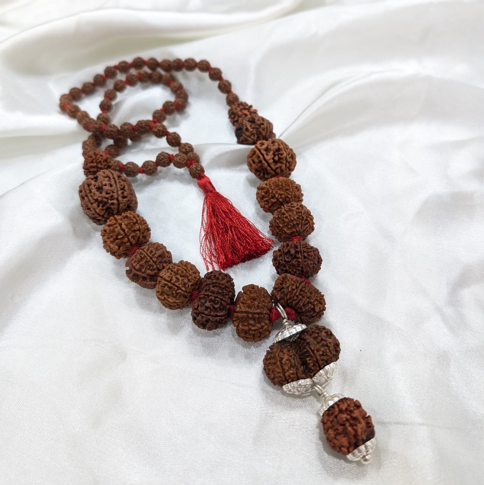 Siddha Rudraksha Mala, Nepali 1-14 Mukhi Necklace with Ganesha & Gauri Shankar - Image 5