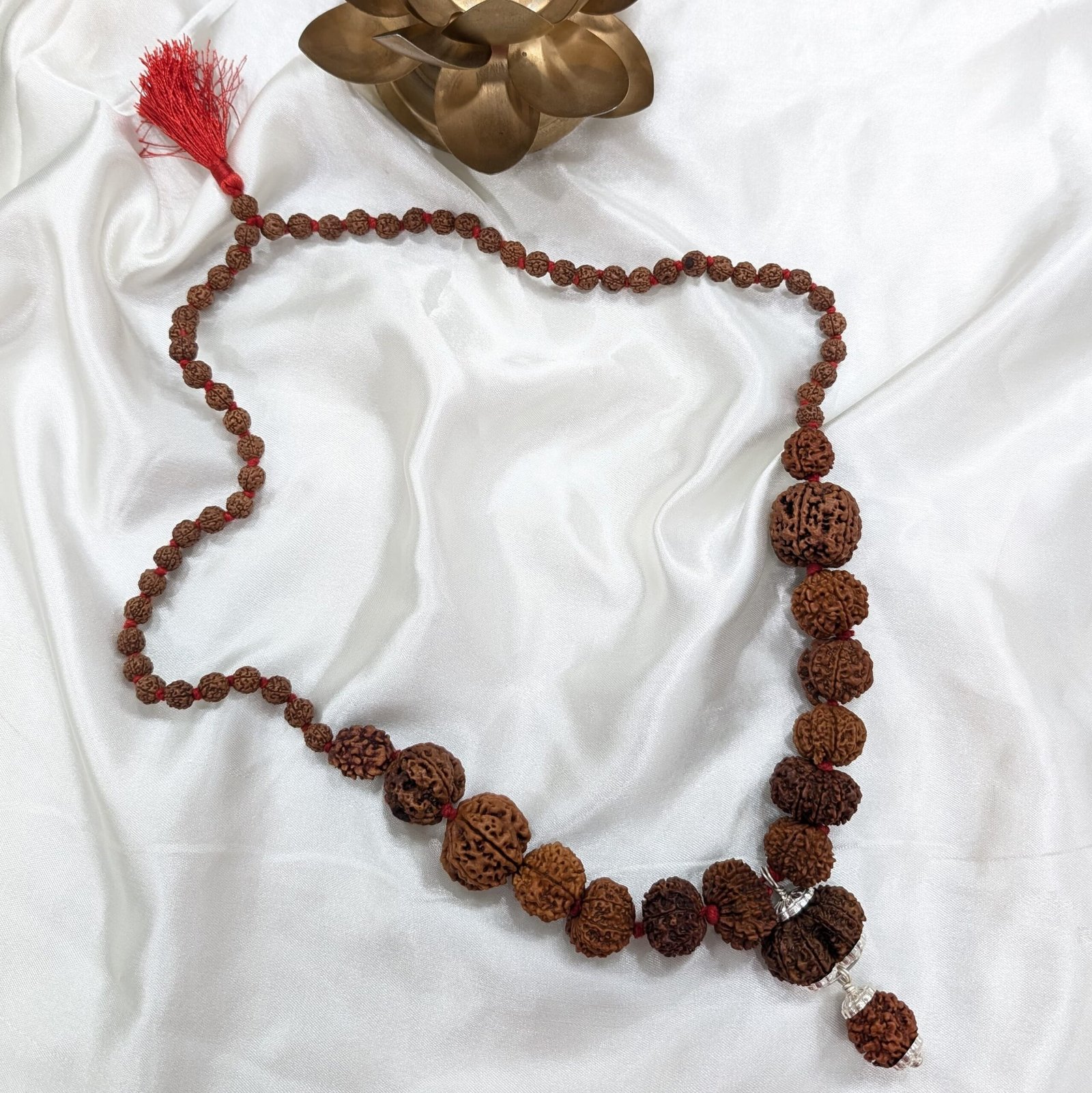 Siddha Rudraksha Mala, Nepali 1-14 Mukhi Necklace with Ganesha & Gauri Shankar - Image 6