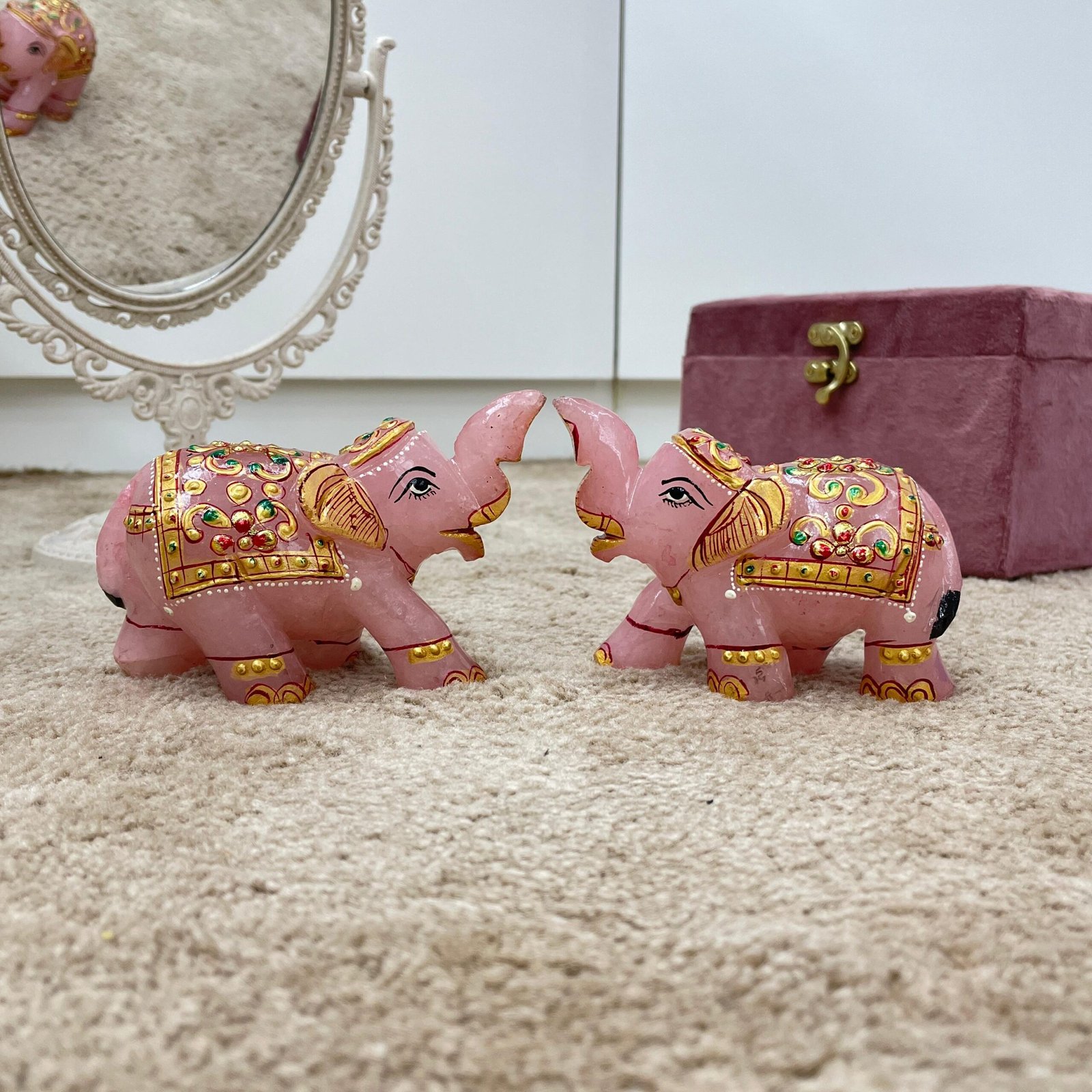 Rose Quartz Stone Elephant for Home Decoration & Thoughtful Gift