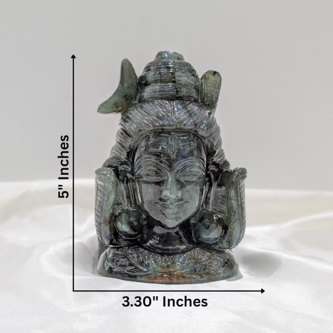 Hand Carved Labradorite Lord Shiva Statue - Image 6