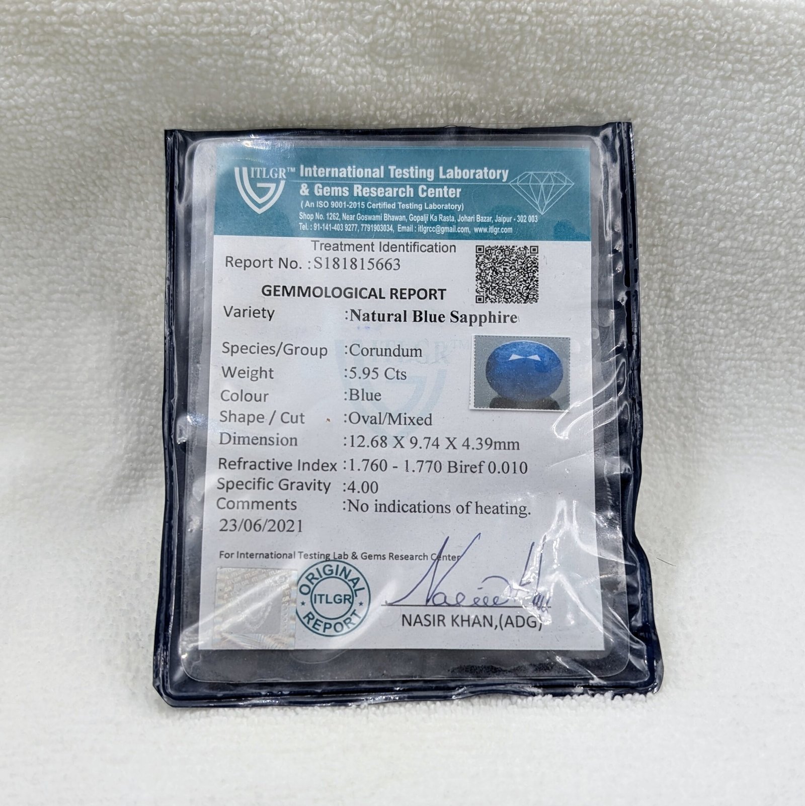 Certified African Blue Sapphire Gemstone (5.95 Carats) - Image 3