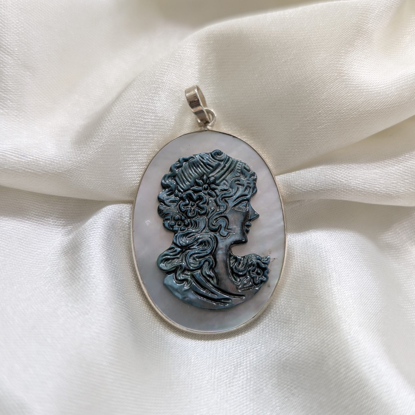 Victorian Cameo Pendant, Silver Pendant - Image 3