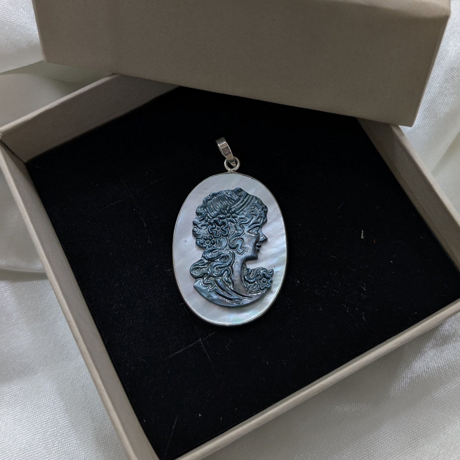 Victorian Cameo Pendant, Silver Pendant - Image 2