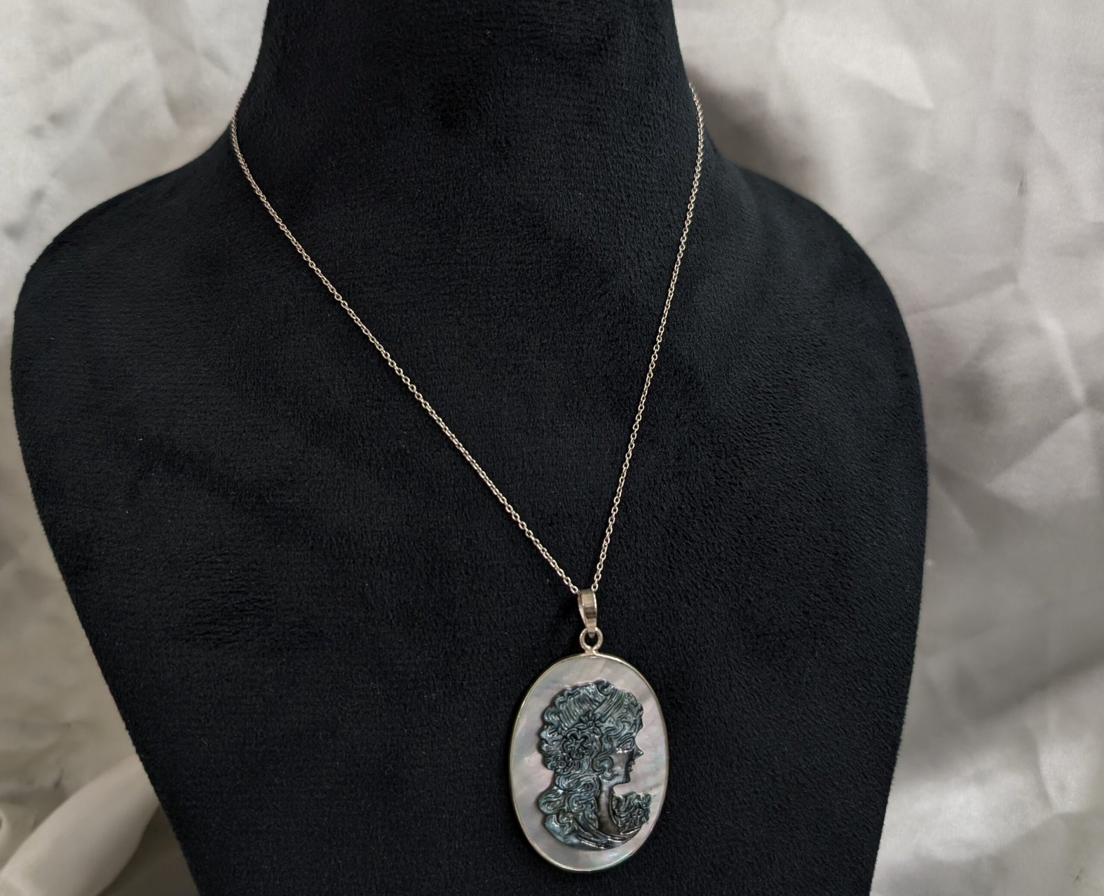 Victorian Cameo Pendant, Silver Pendant - Image 8
