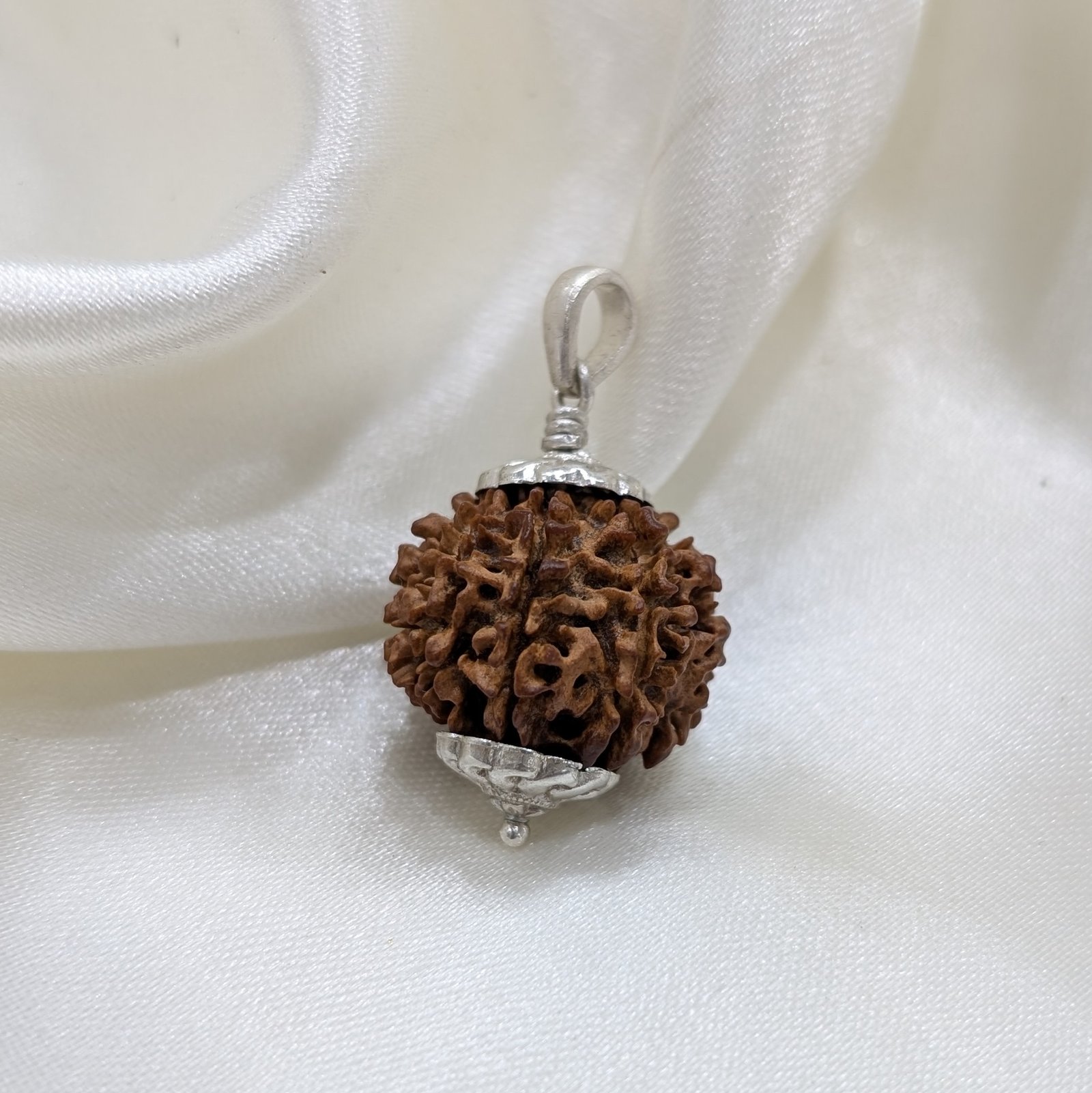9 Mukhi Rudraksha, Silver Pendant Nepali Nine Face Rudraksha Bead - Image 4