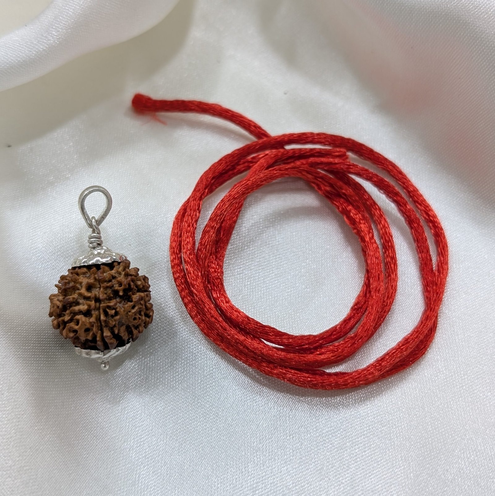 9 Mukhi Rudraksha, Silver Pendant Nepali Nine Face Rudraksha Bead - Image 5