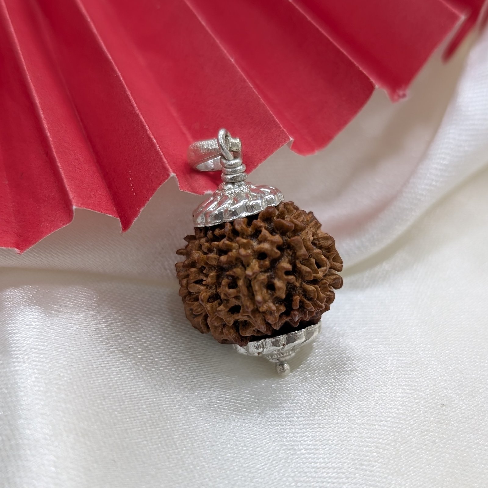 9 Mukhi Rudraksha, Silver Pendant Nepali Nine Face Rudraksha Bead - Image 6