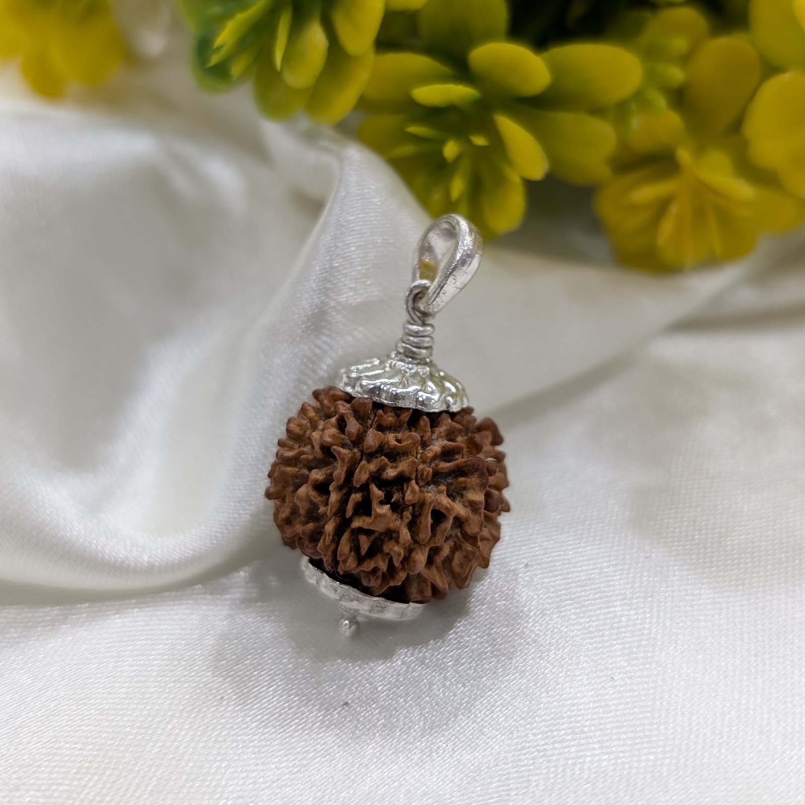 9 Mukhi Rudraksha, Silver Pendant Nepali Nine Face Rudraksha Bead - Image 10