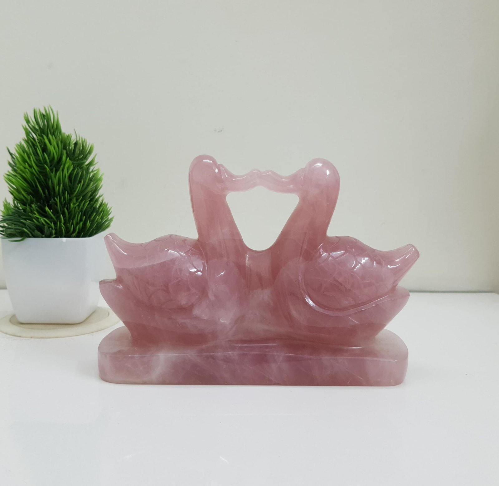 Natural Rose Quartz Twin Duck Pair - Image 8