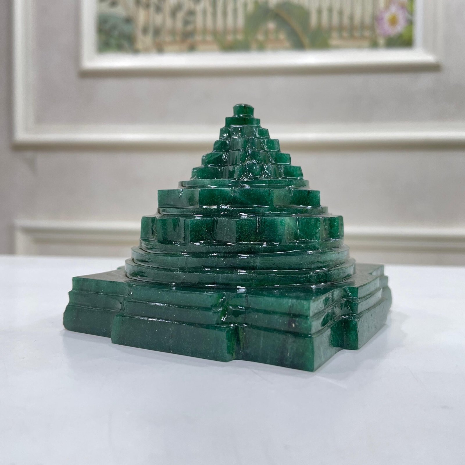 Green Jade Shree Yantra, Margaj Meru Yantra - Image 3
