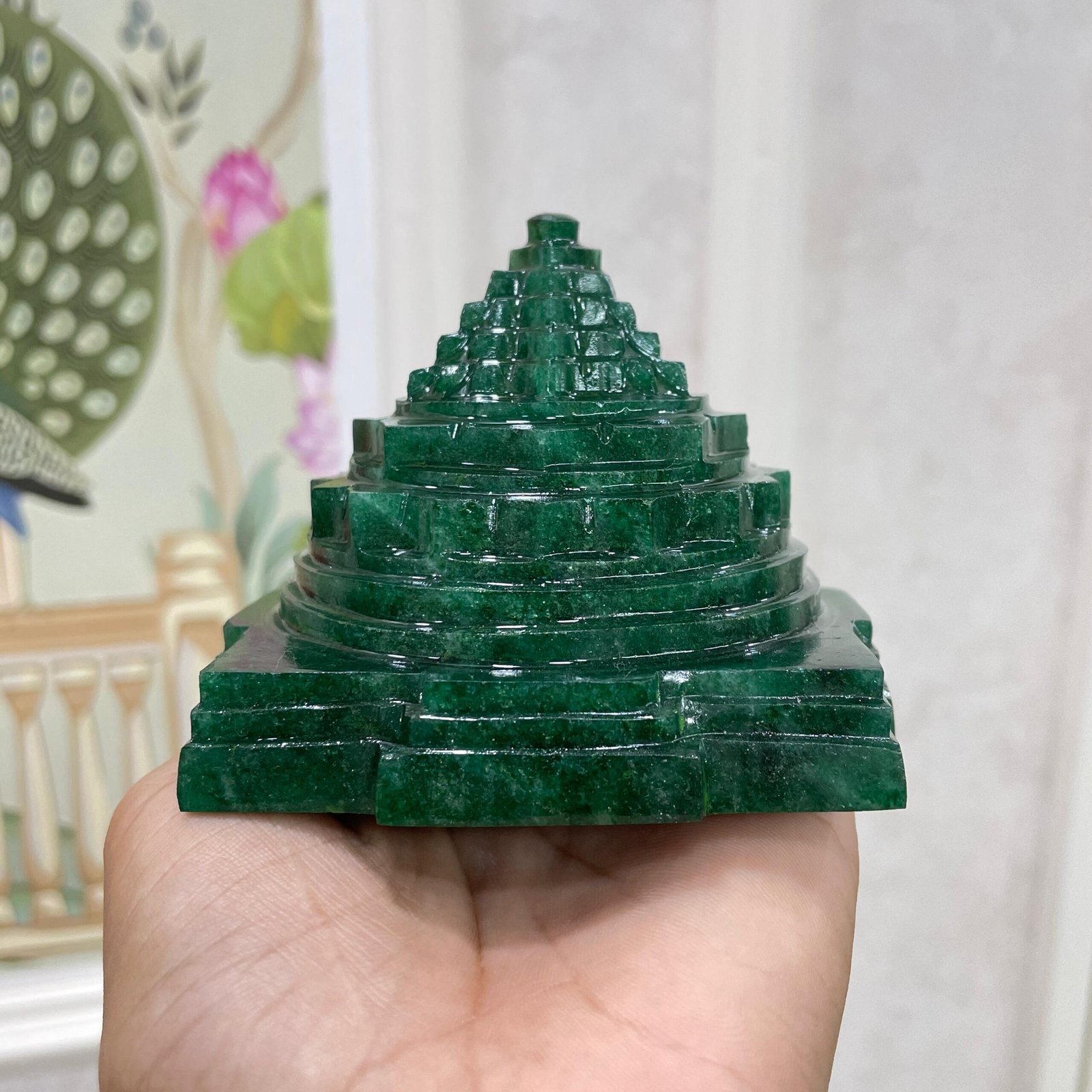 Green Jade Shree Yantra, Margaj Meru Yantra - Image 4