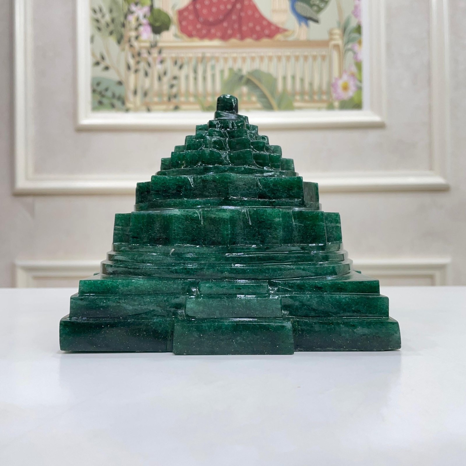 Green Jade Shree Yantra, 4.75" Meru Yantra - Image 5