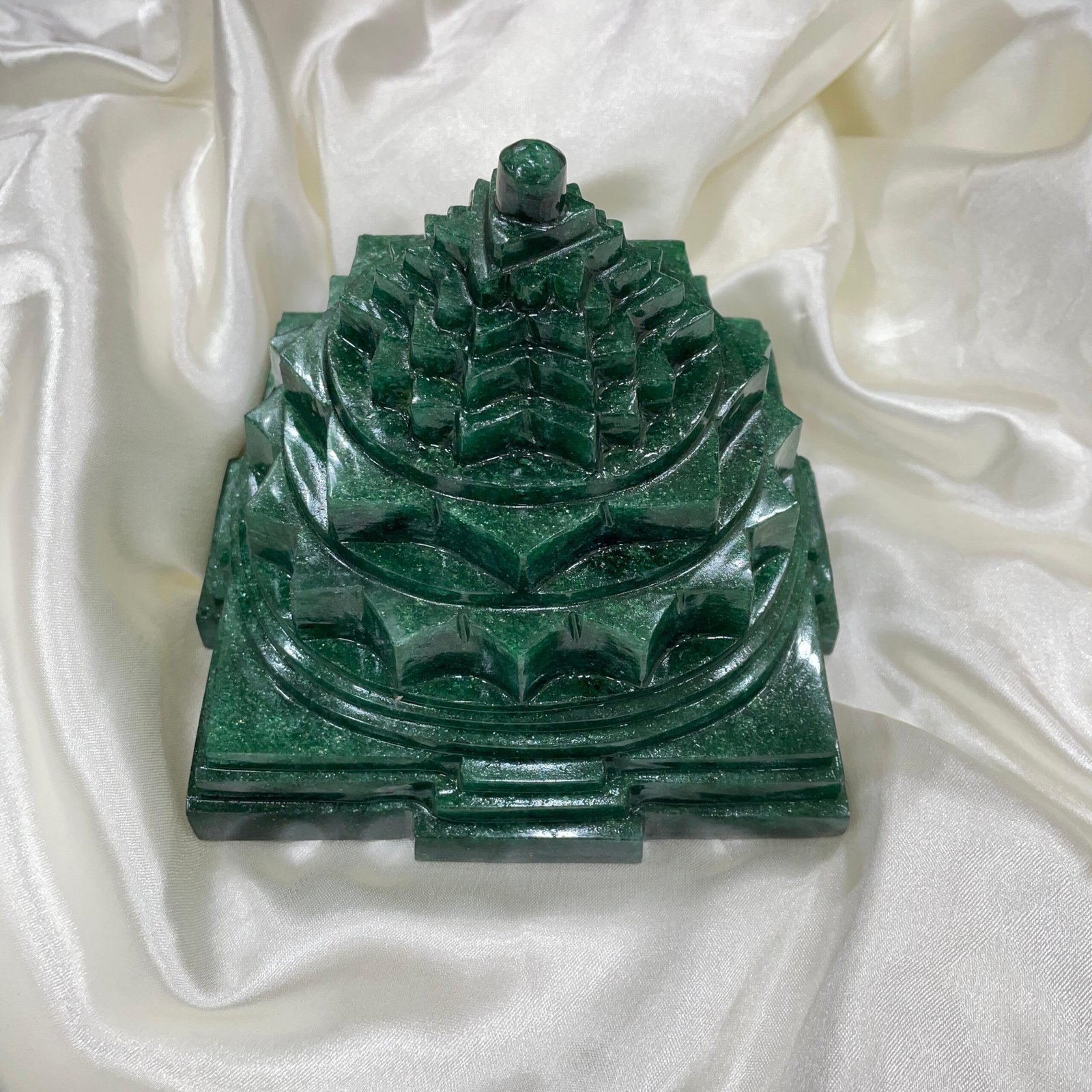 Green Jade Shree Yantra, 4.75" Meru Yantra - Image 8