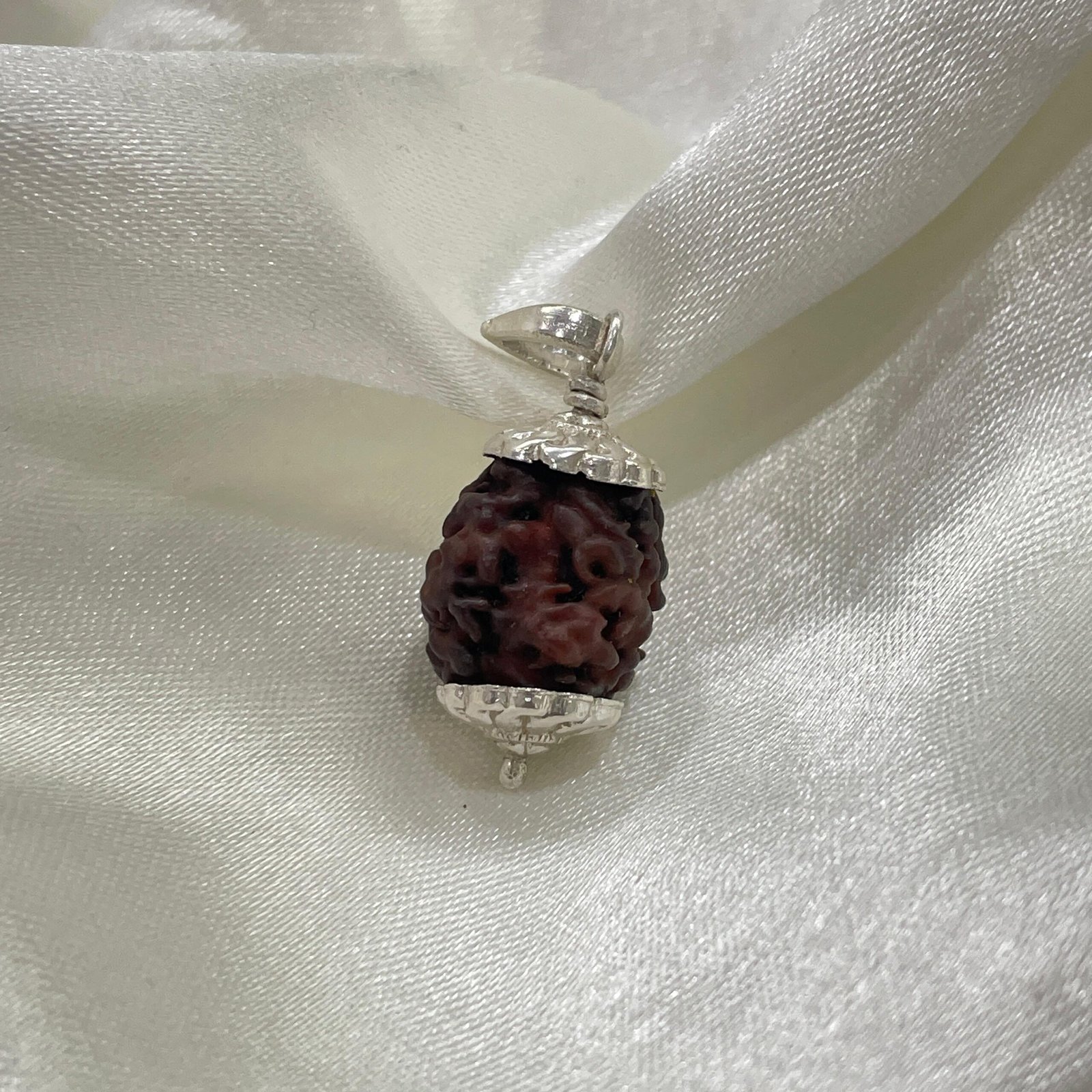 2 Mukhi Rudraksha, 2 Face Nepali Rudraksha Silver Pendant Lab Certified - Image 3