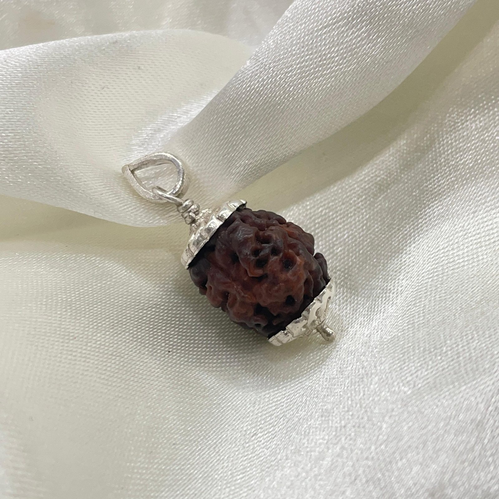 2 Mukhi Rudraksha, 2 Face Nepali Rudraksha Silver Pendant Lab Certified - Image 4