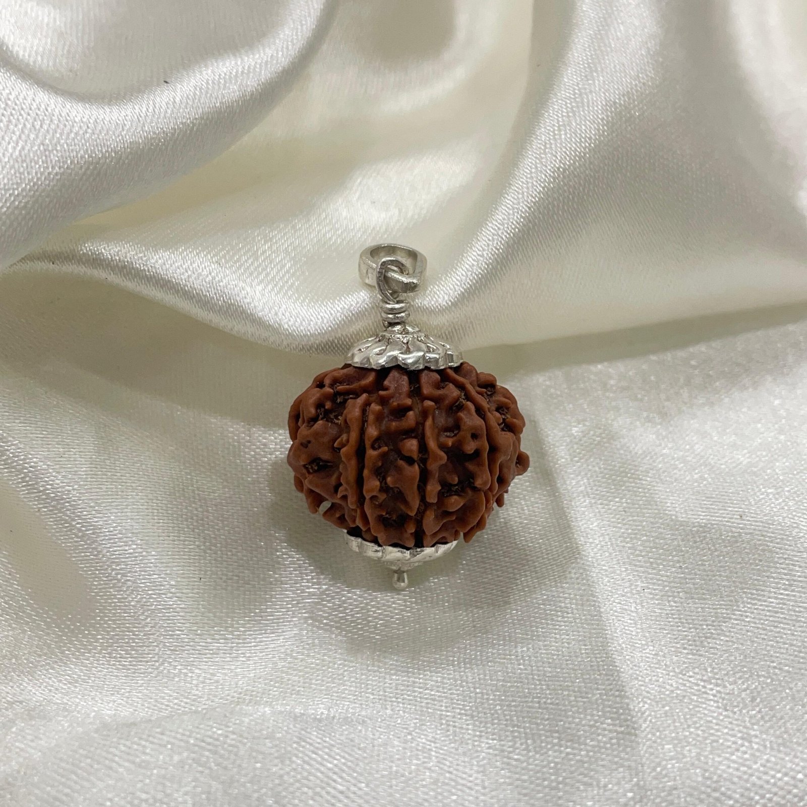 8 Mukhi Rudraksha, 8 Face Nepali Silver cap Rudraksha Pendant Lab Certified - Image 2