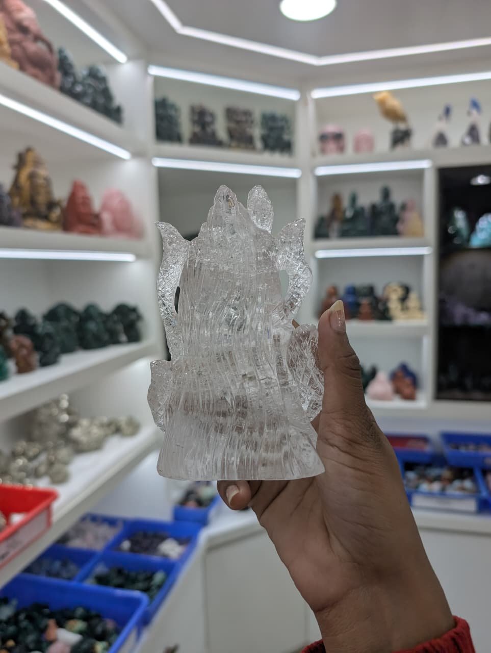 Crystal Sphatik Shiva Head Statue, 5" Craved Shiva's Head Meditation - Image 8