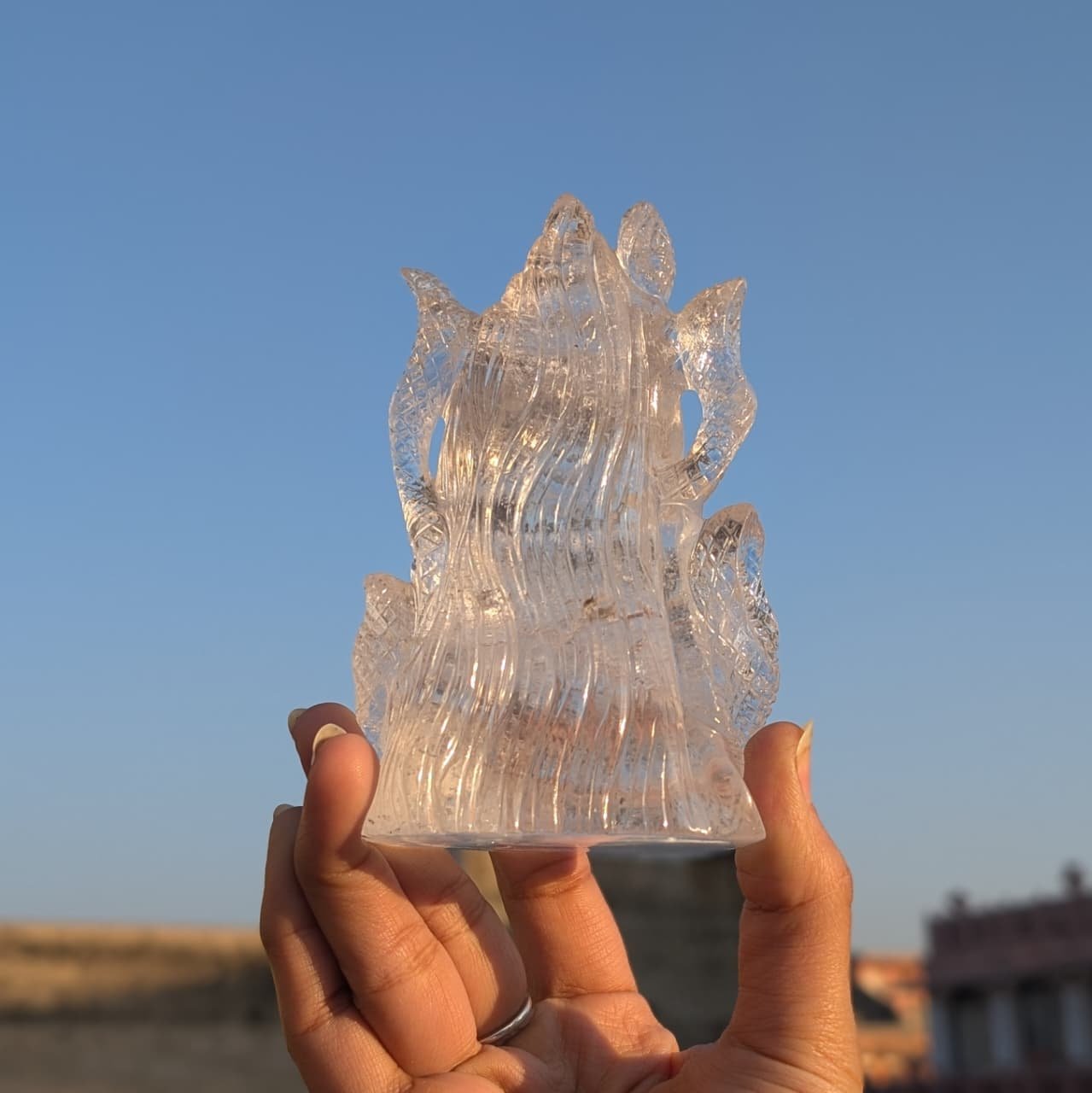 Crystal Sphatik Shiva Head Statue, 5" Craved Shiva's Head Meditation - Image 5
