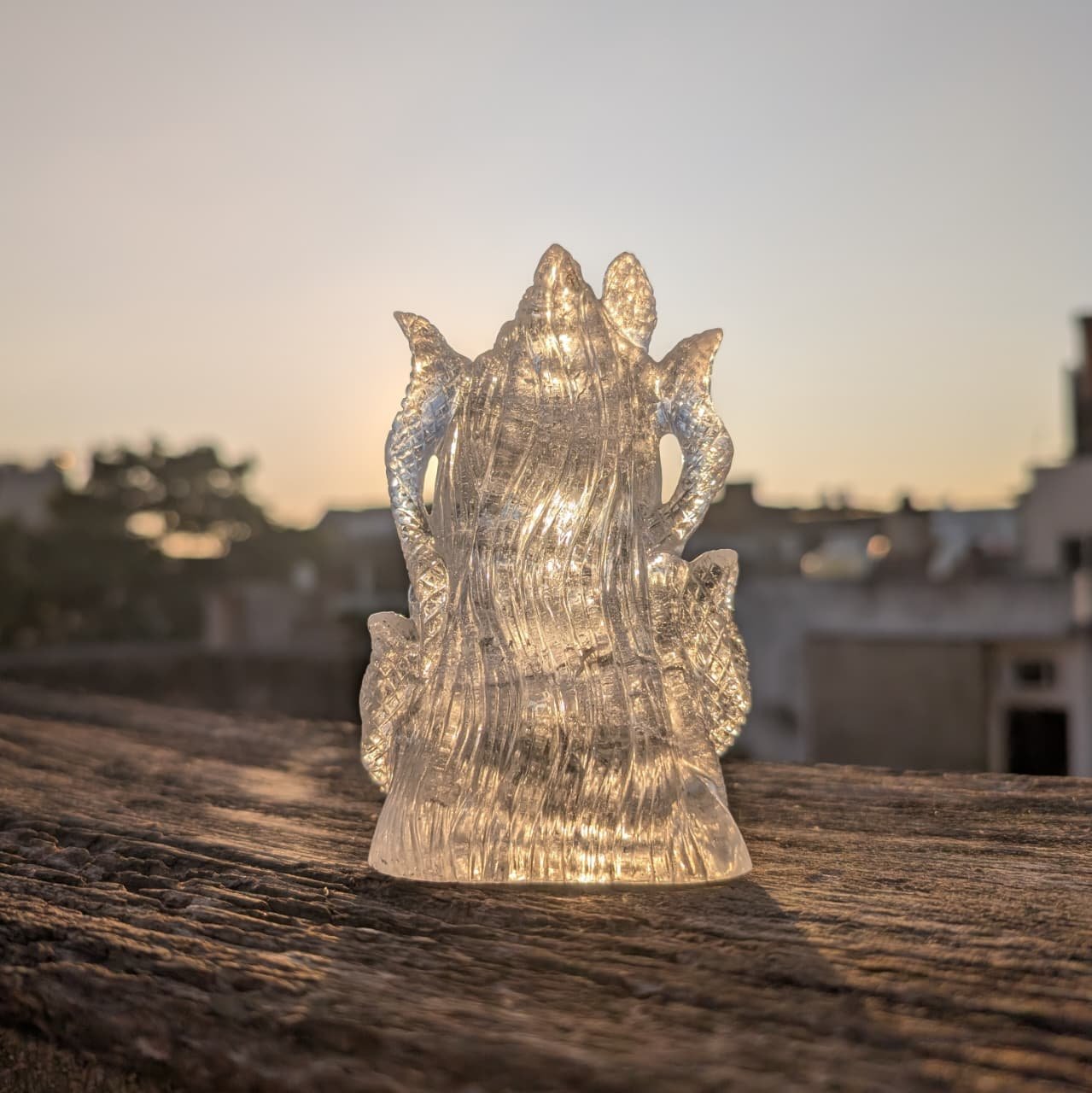 Crystal Sphatik Shiva Head Statue, 5" Craved Shiva's Head Meditation - Image 3